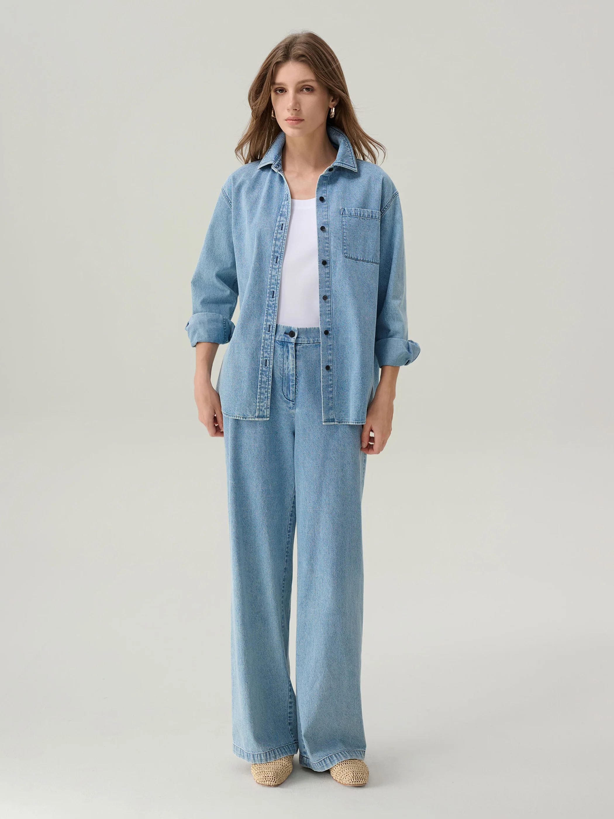 Adelaide Light Denim Wide Leg Jeans - Image 4