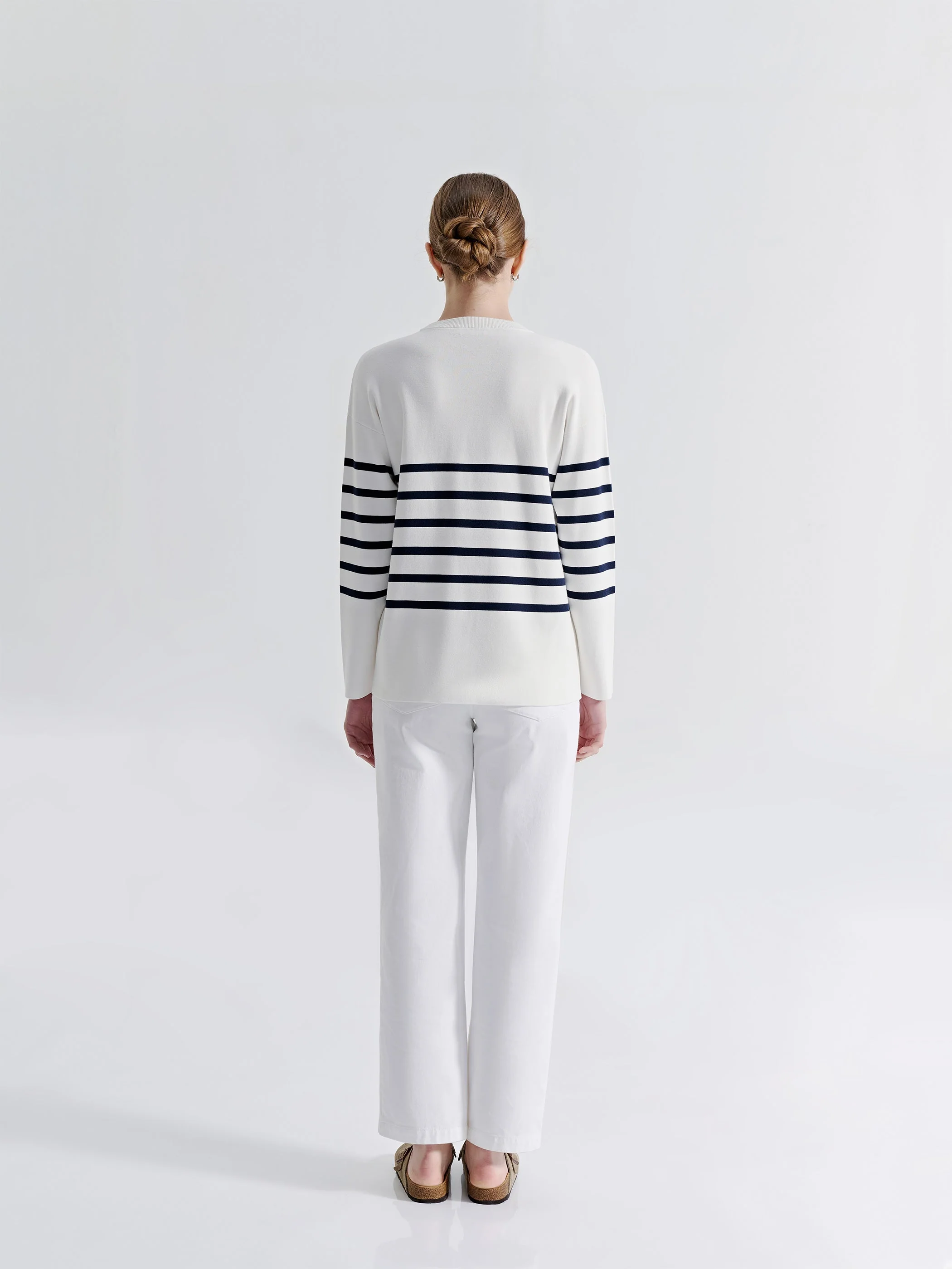AMARA OVERSIZED CREW NECK STRIPED SWEATER - Image 3