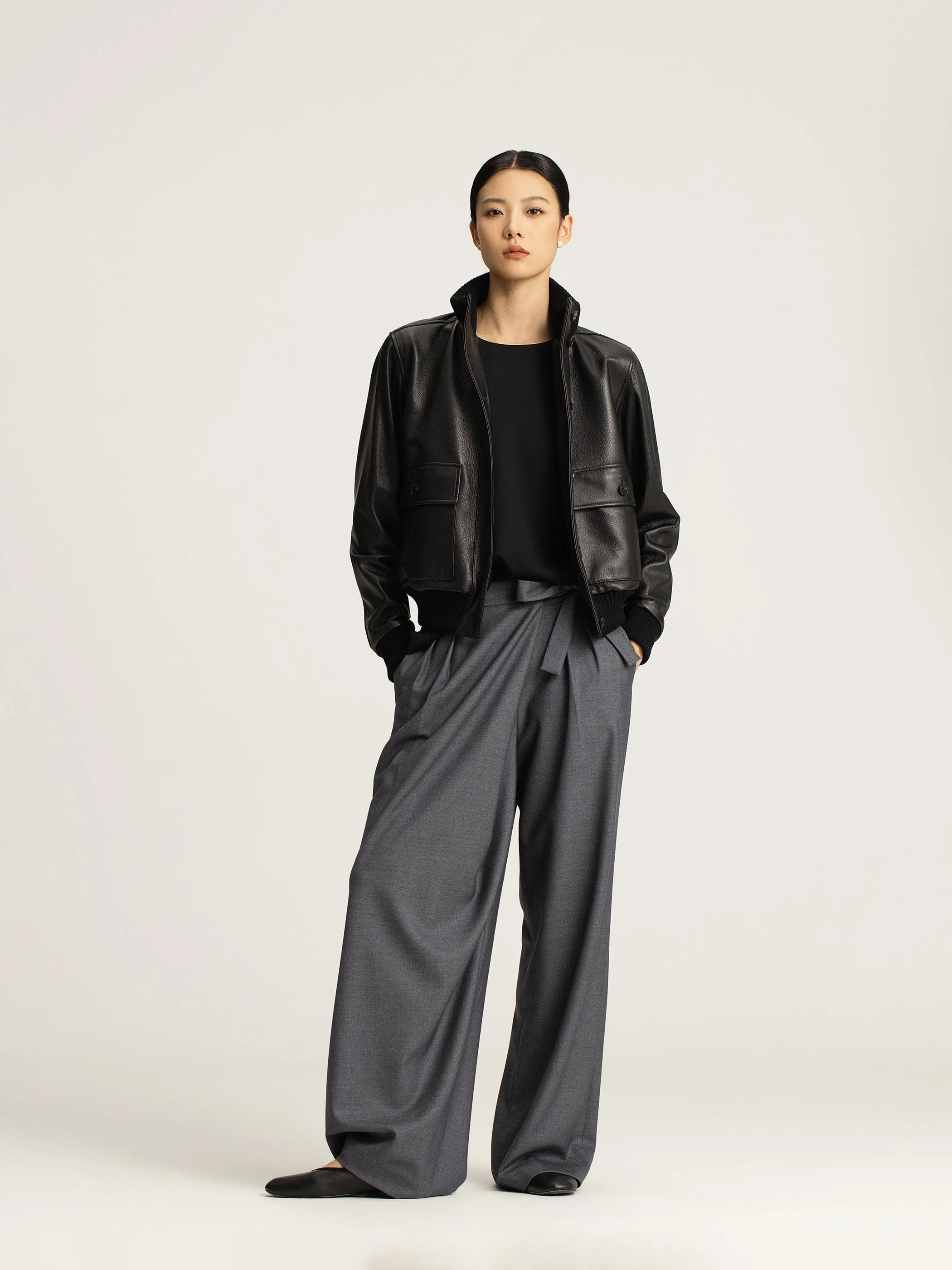 Amira Asymmetrical Pleated Trousers - Image 2