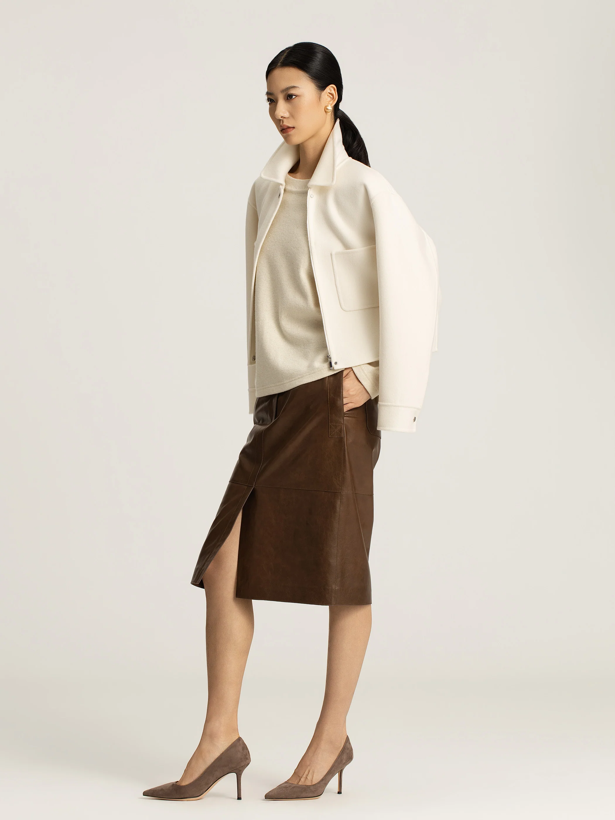 Arden Leather Pencil Skirt - Image 3
