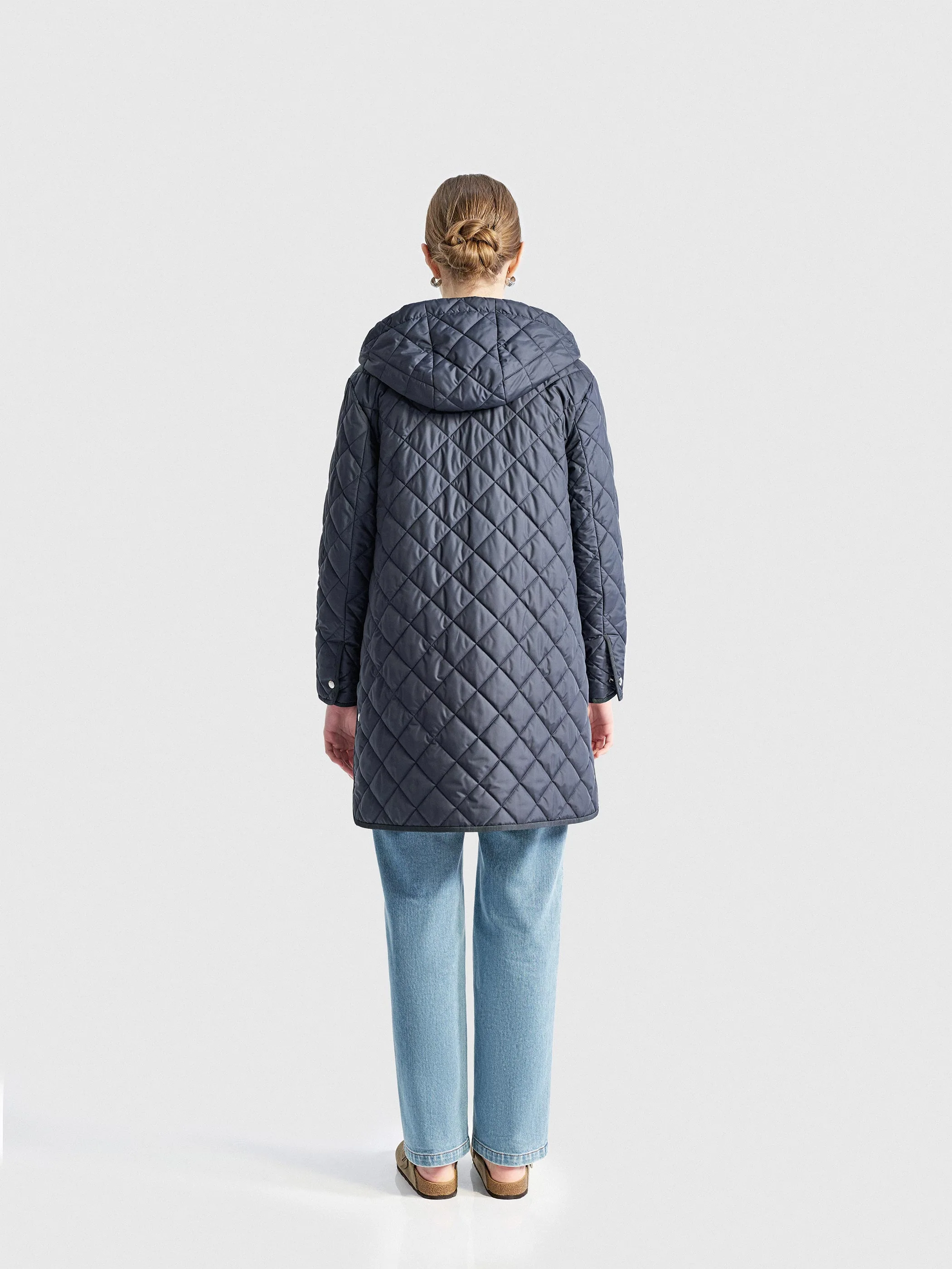 CELESTE QUILTED WOOL FILLED LONG COAT - Image 3