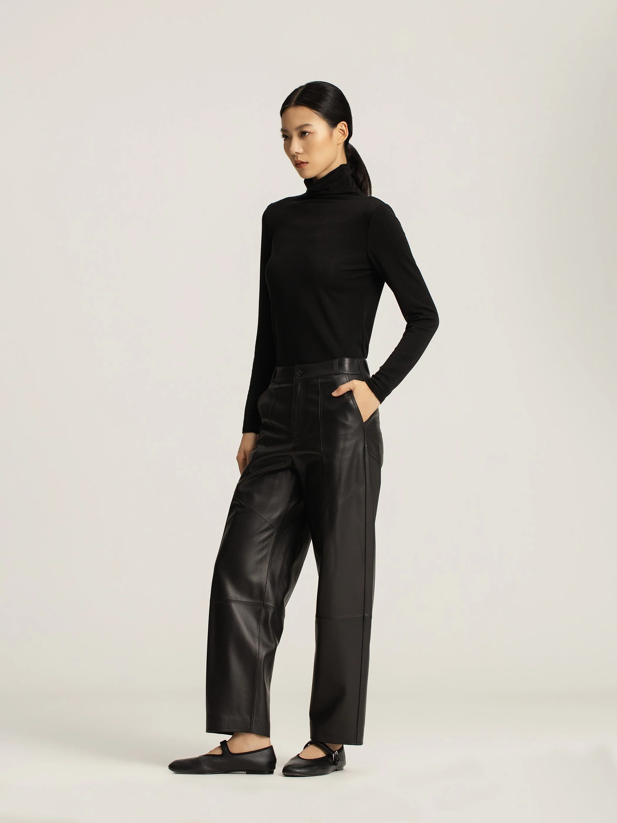 Corin Lambskin Panelled Pants - Image 3