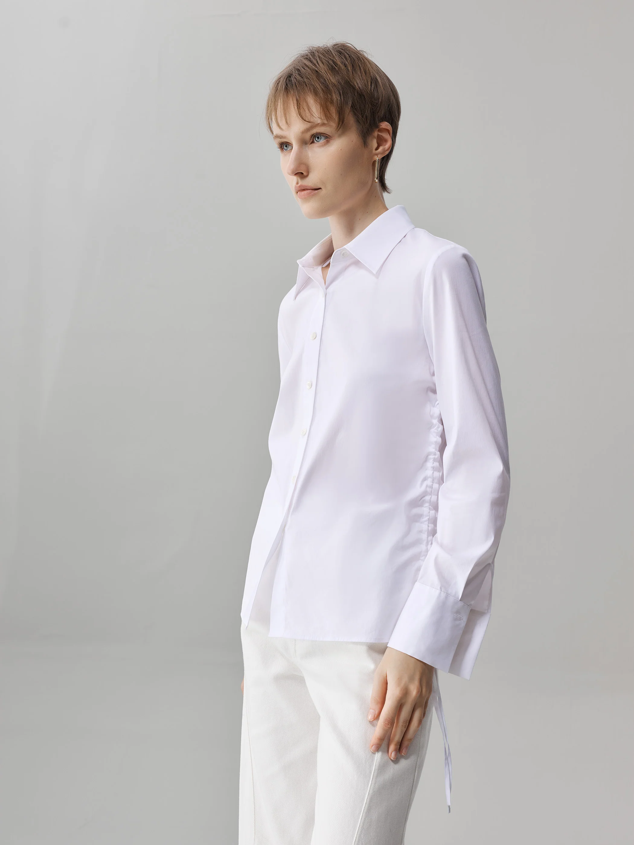Corinne Drawstring Stretch Cotton Shirt - Image 3