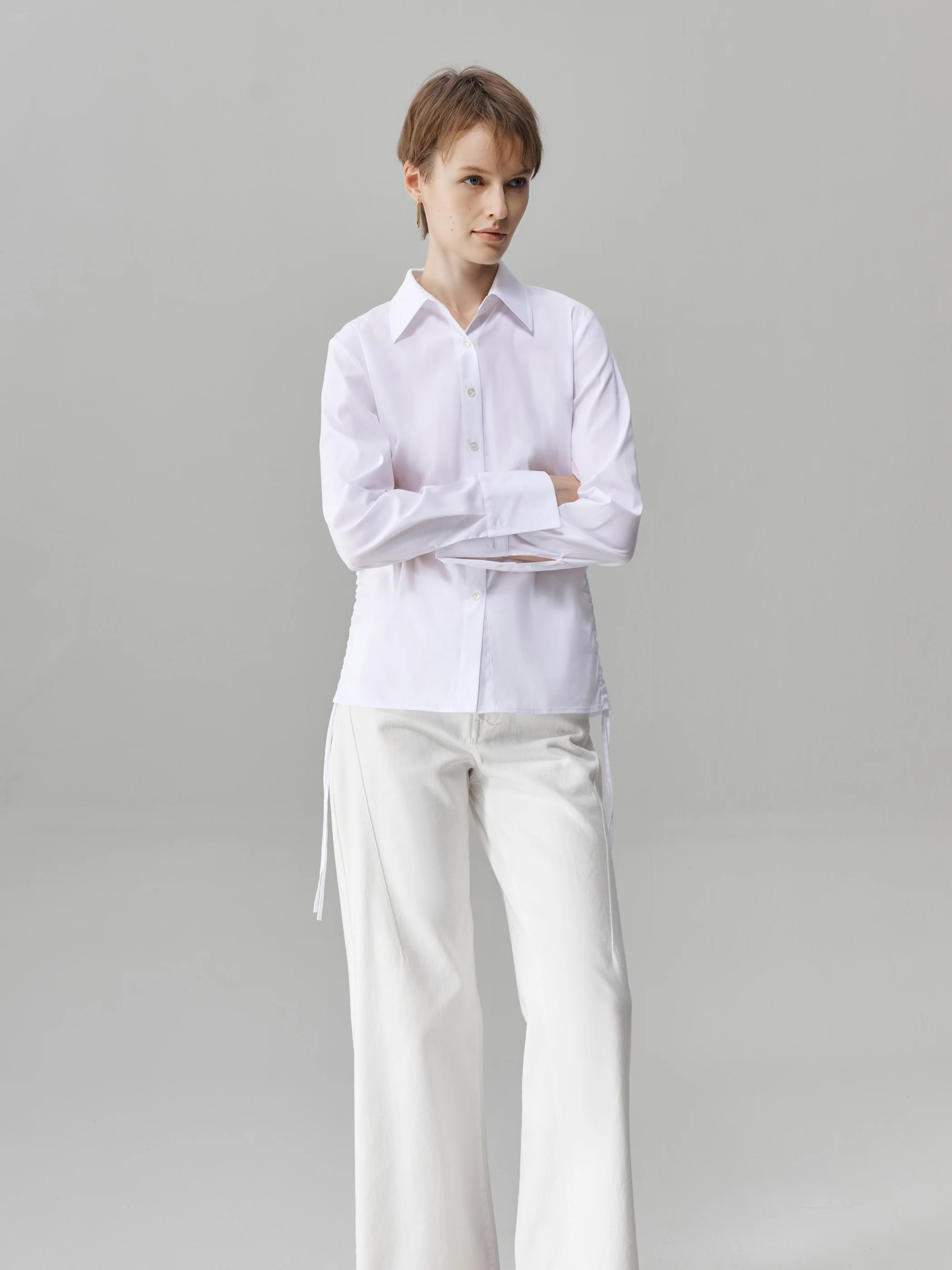 Corinne Drawstring Stretch Cotton Shirt - Image 4