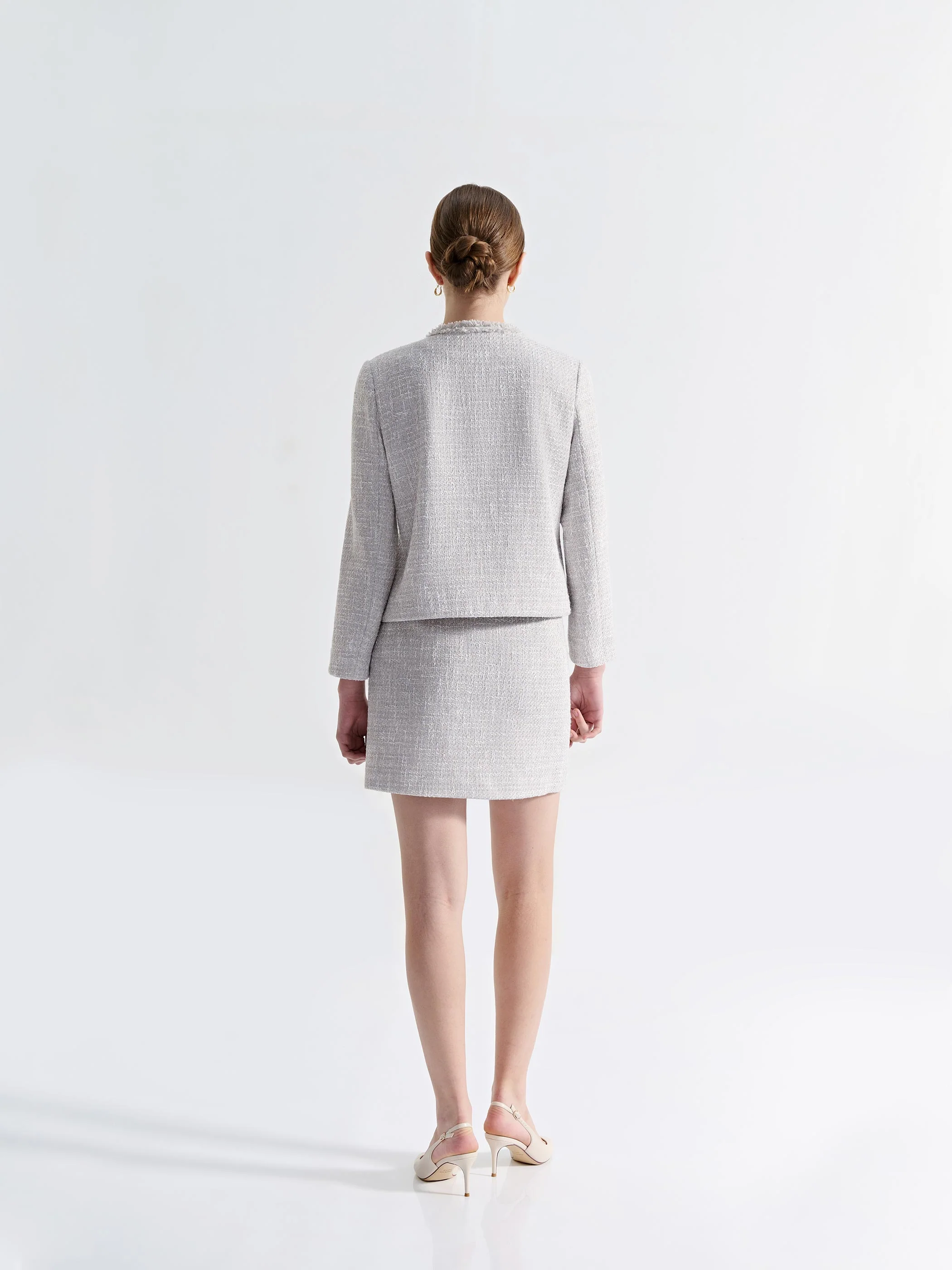 CREW NECK DOUBLE POCKETS TWEED JACKET - Image 5