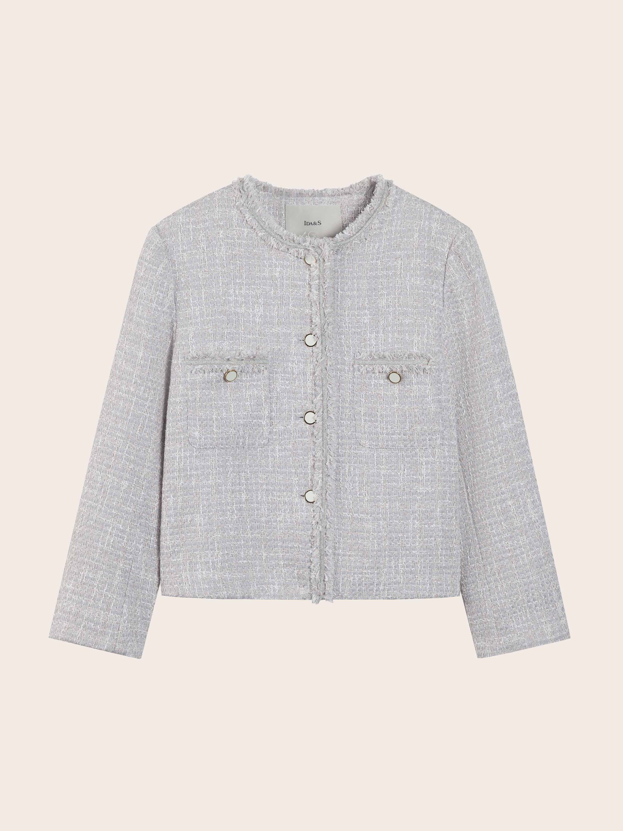 CREW NECK DOUBLE POCKETS TWEED JACKET - Image 7