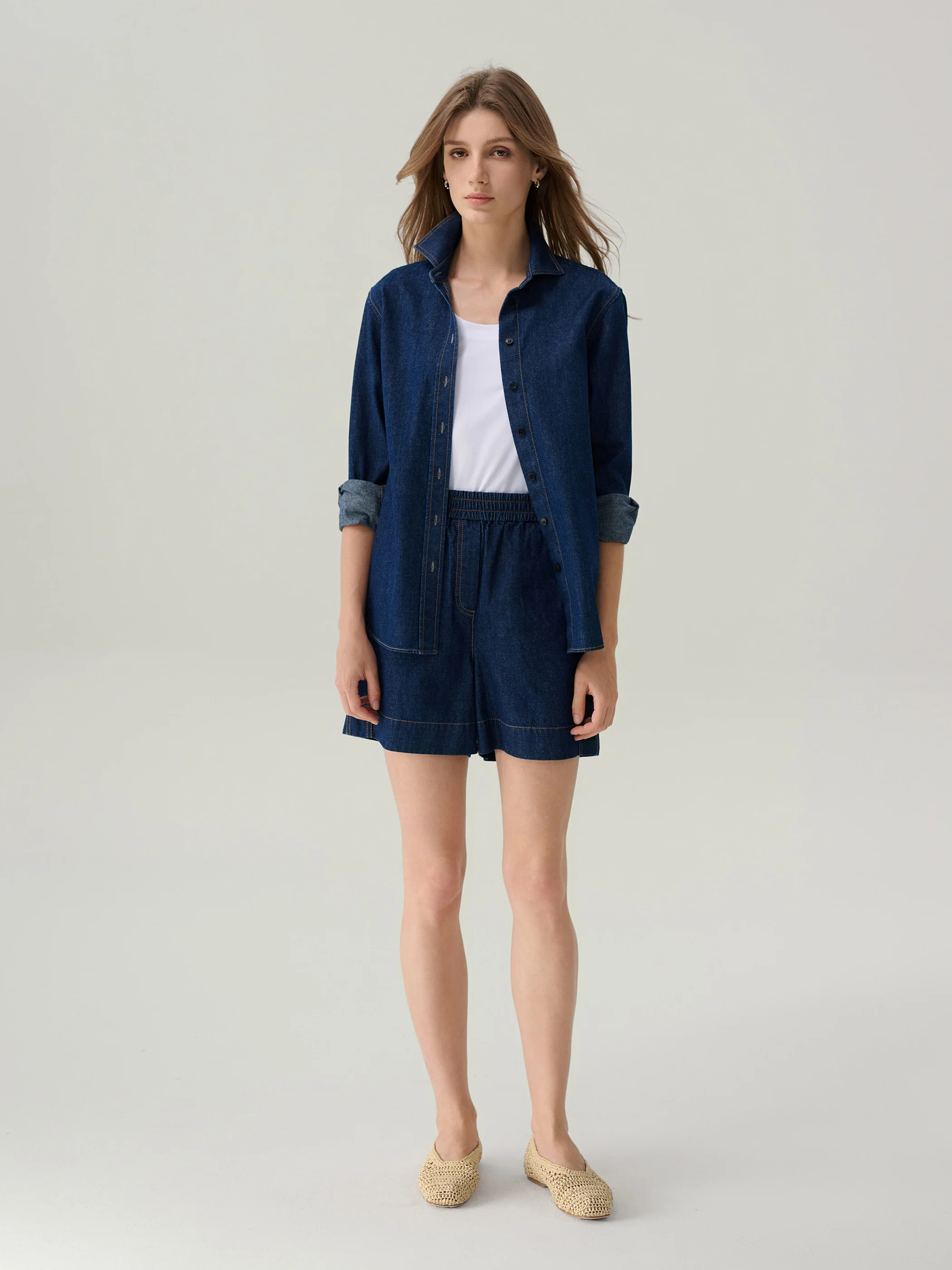 Daphne Dark Denim Button Down Top - Image 3