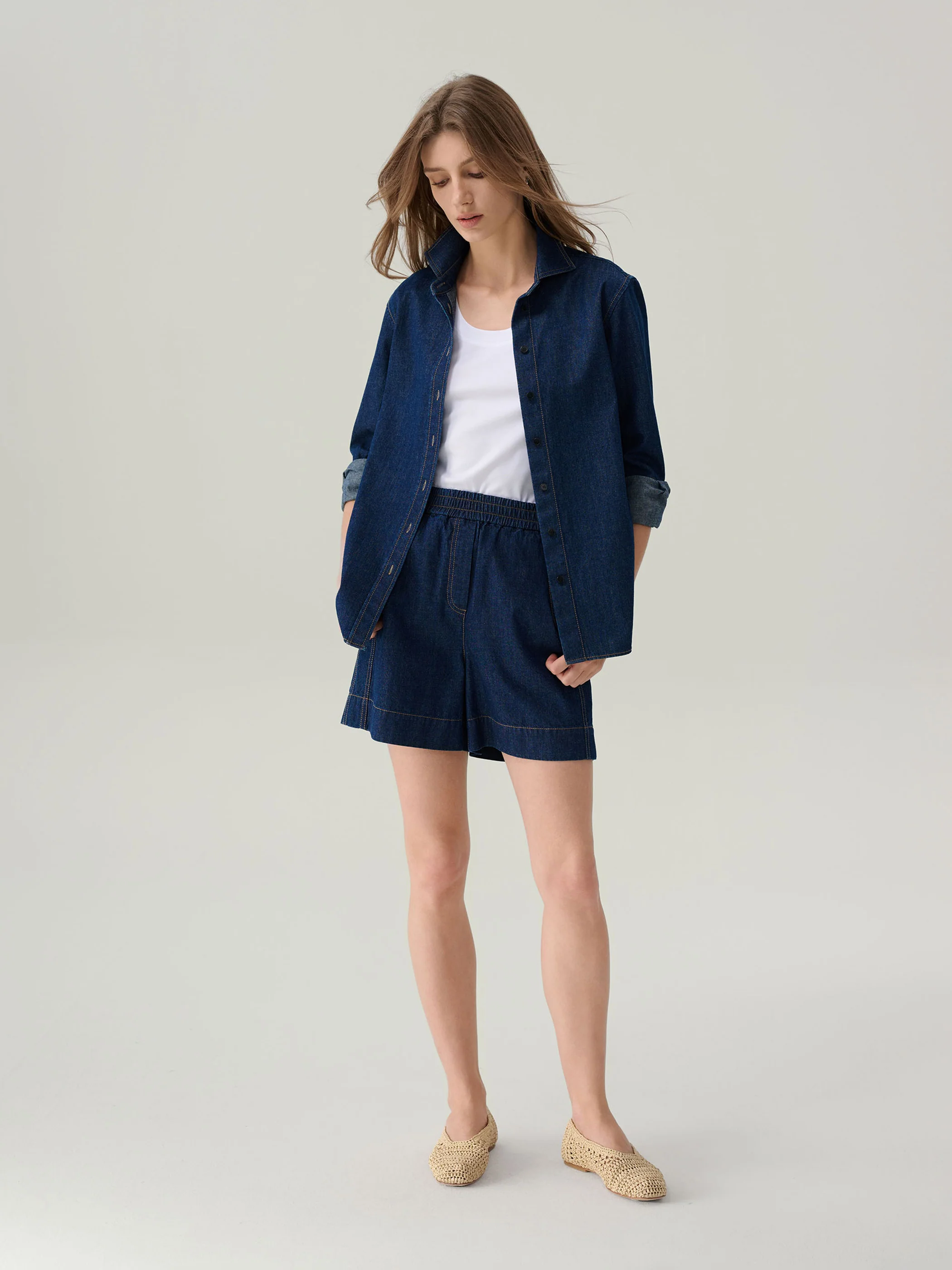Daphne Dark Denim Button Down Top - Image 4