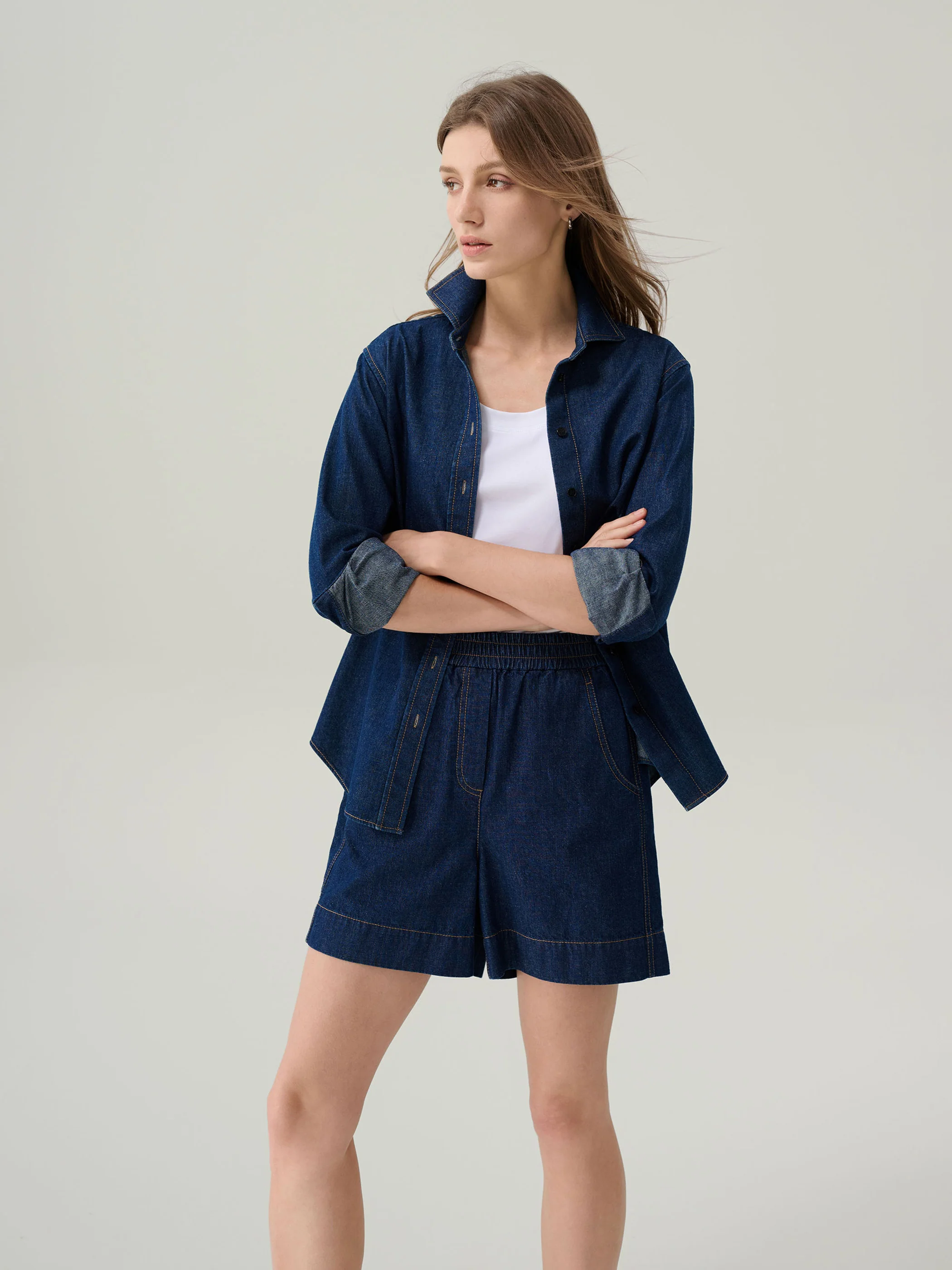 Daphne Dark Denim Button Down Top - Image 5