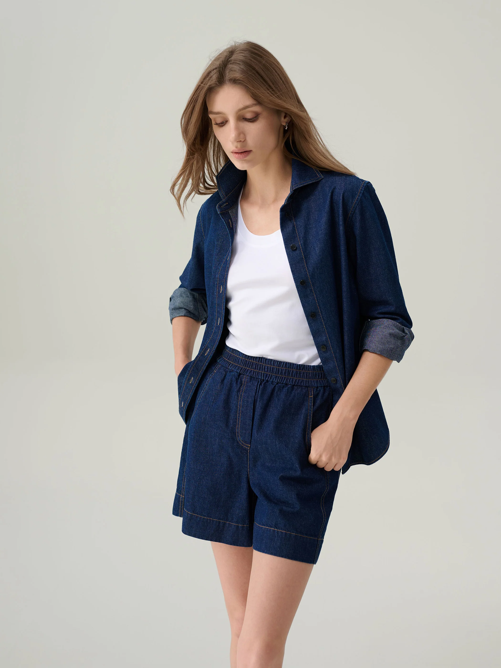 Daphne Dark Denim Button Down Top - Image 6