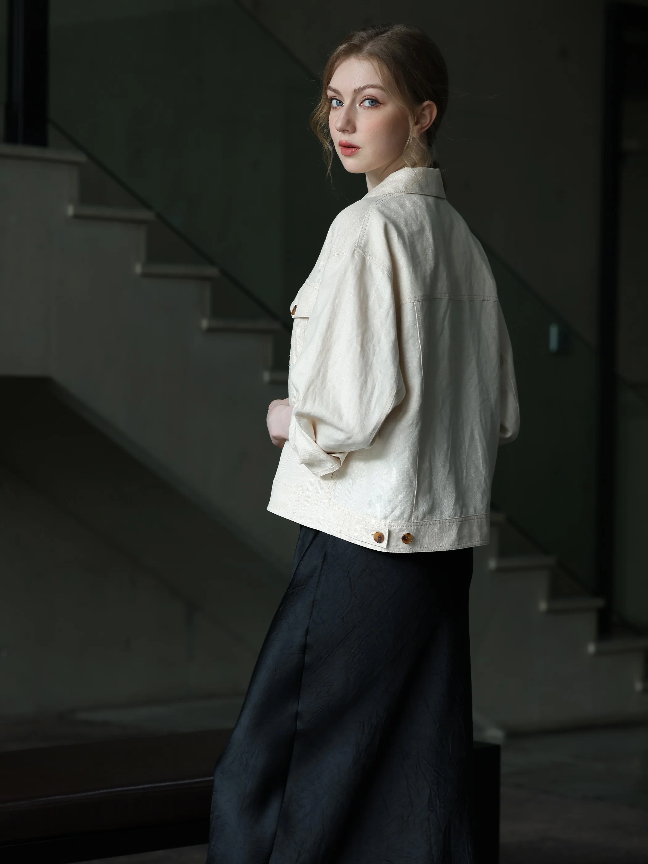 DROPPED SHOULDER LINEN OVERSIZED JACKET - Image 4