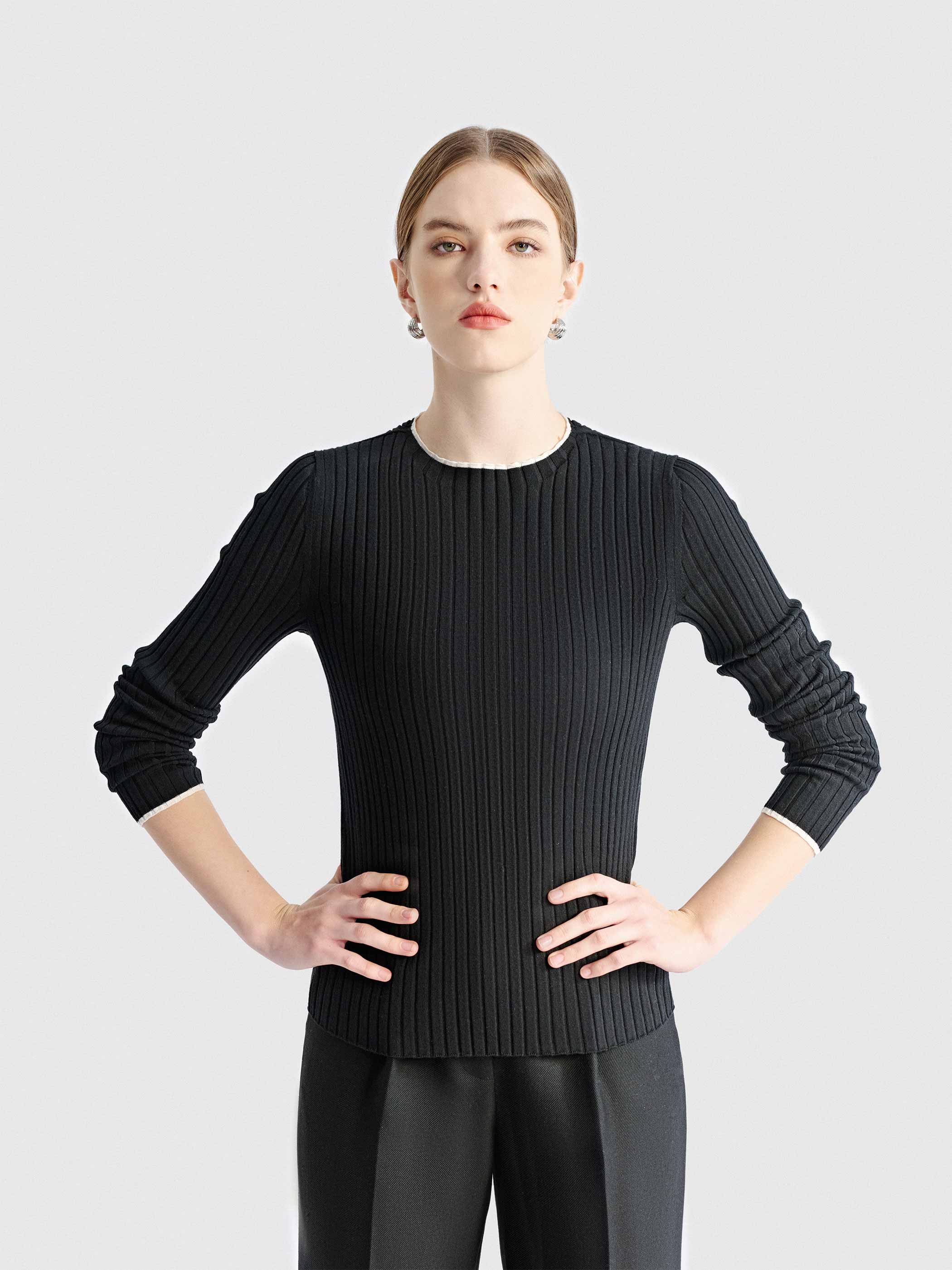 EVY LONG SLEEVE WOOL RIB KNIT - Image 4