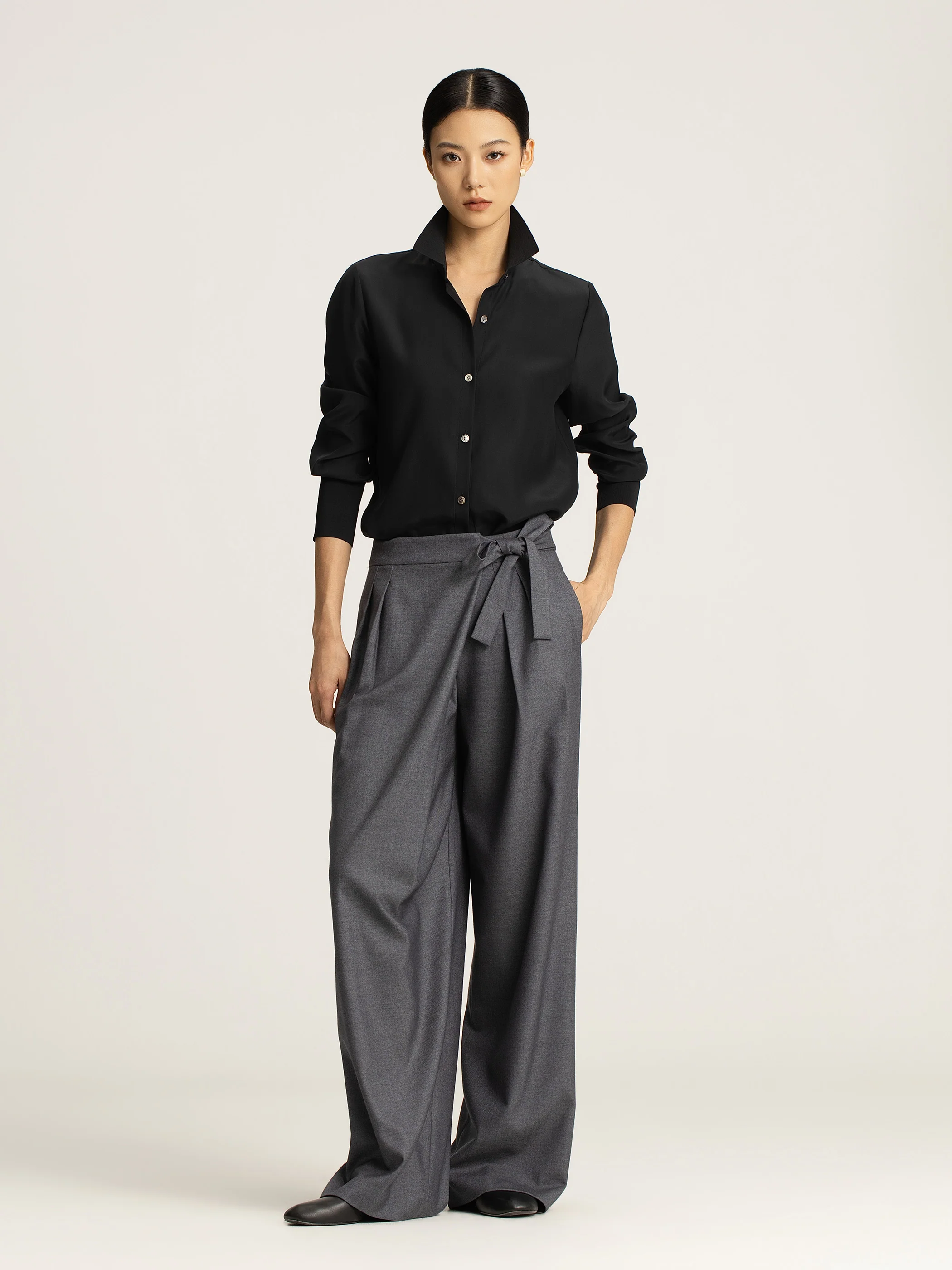 Goldie Silk Blouse With Elastic Sleeve Detail - Image 3