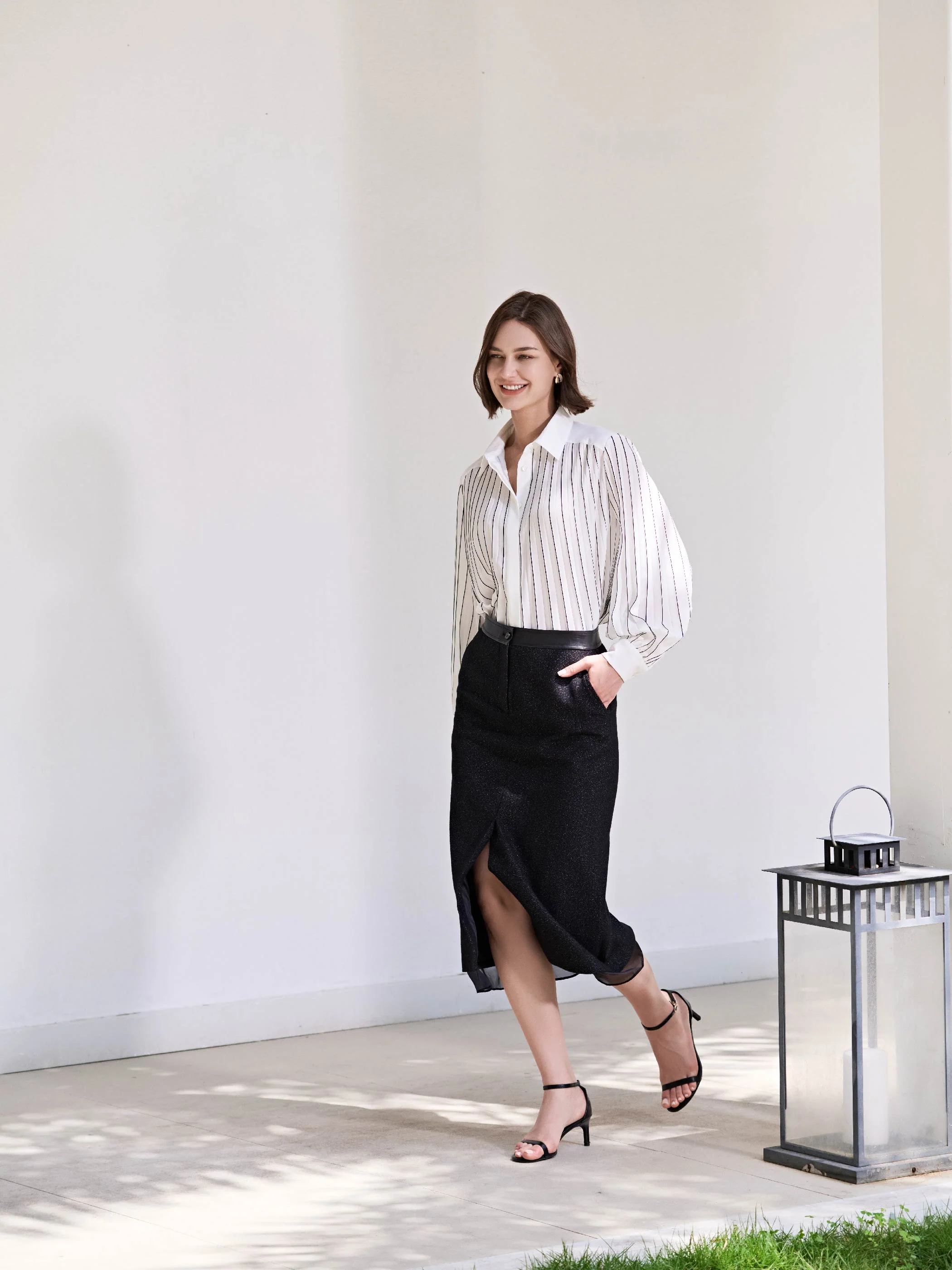 HELENA PLEATED BUTTON DOWN BLOUSE - Image 3