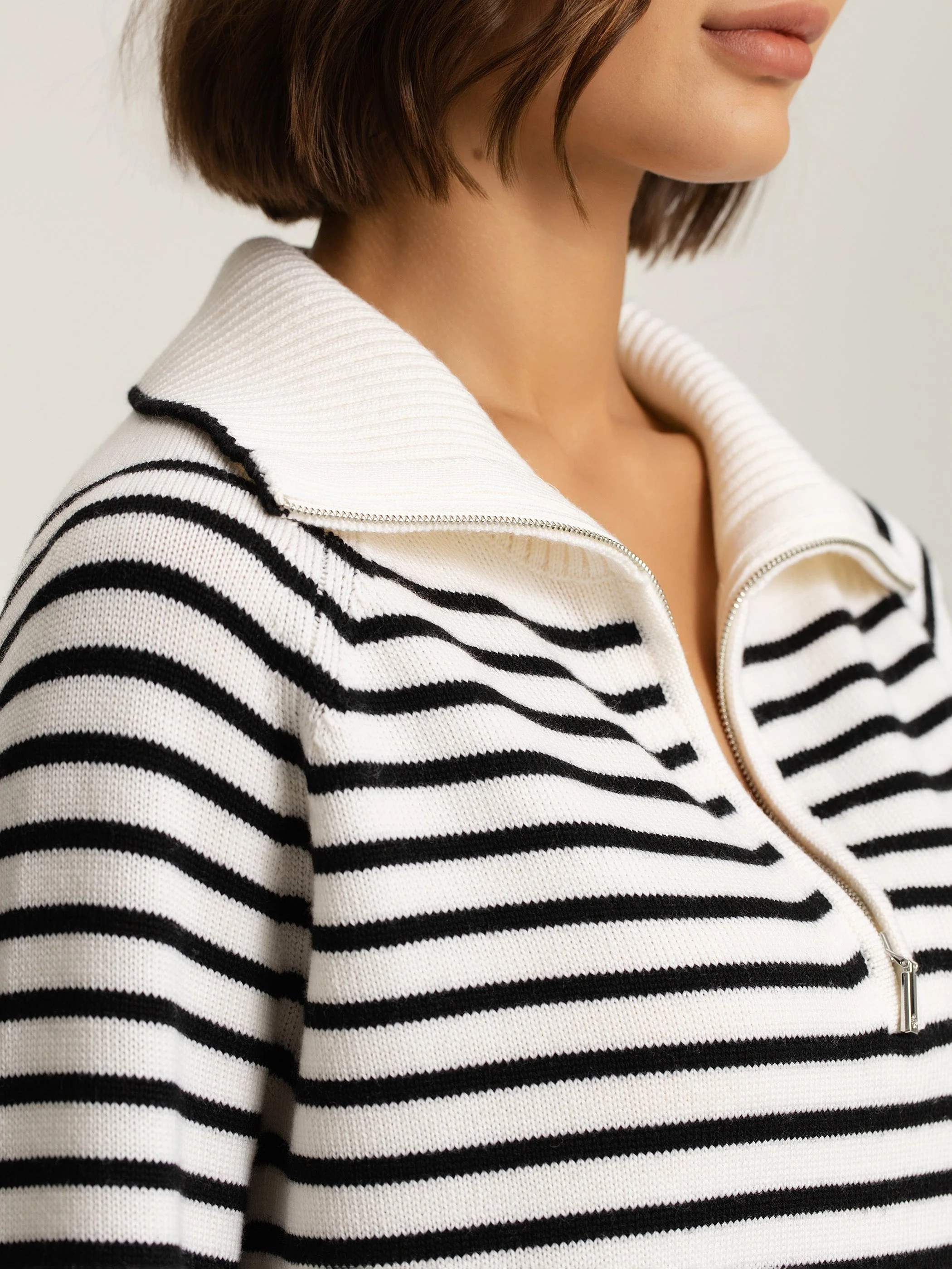 Ines Merino Stripe Quarter-Zip Knit - Image 7