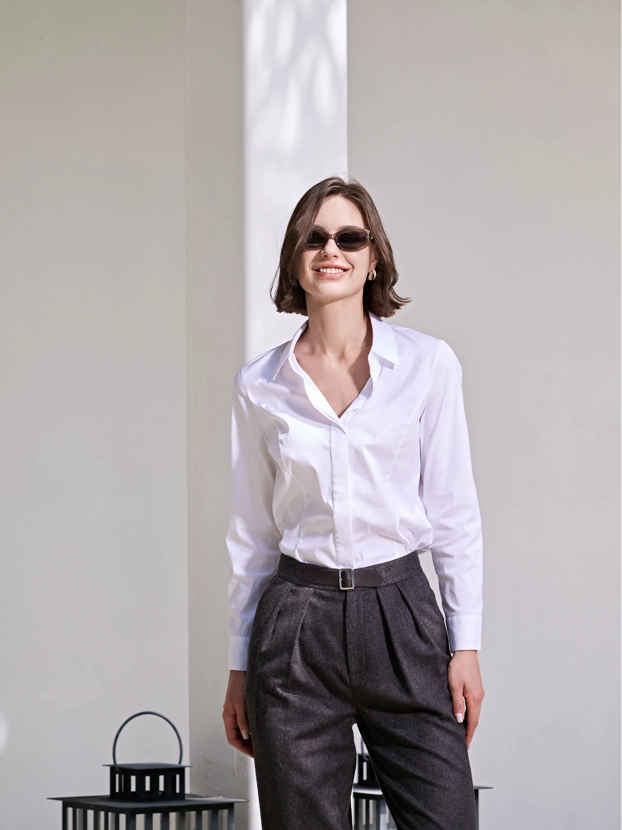 ISABEL FITTED STRETCH COTTON BLOUSE - Image 4
