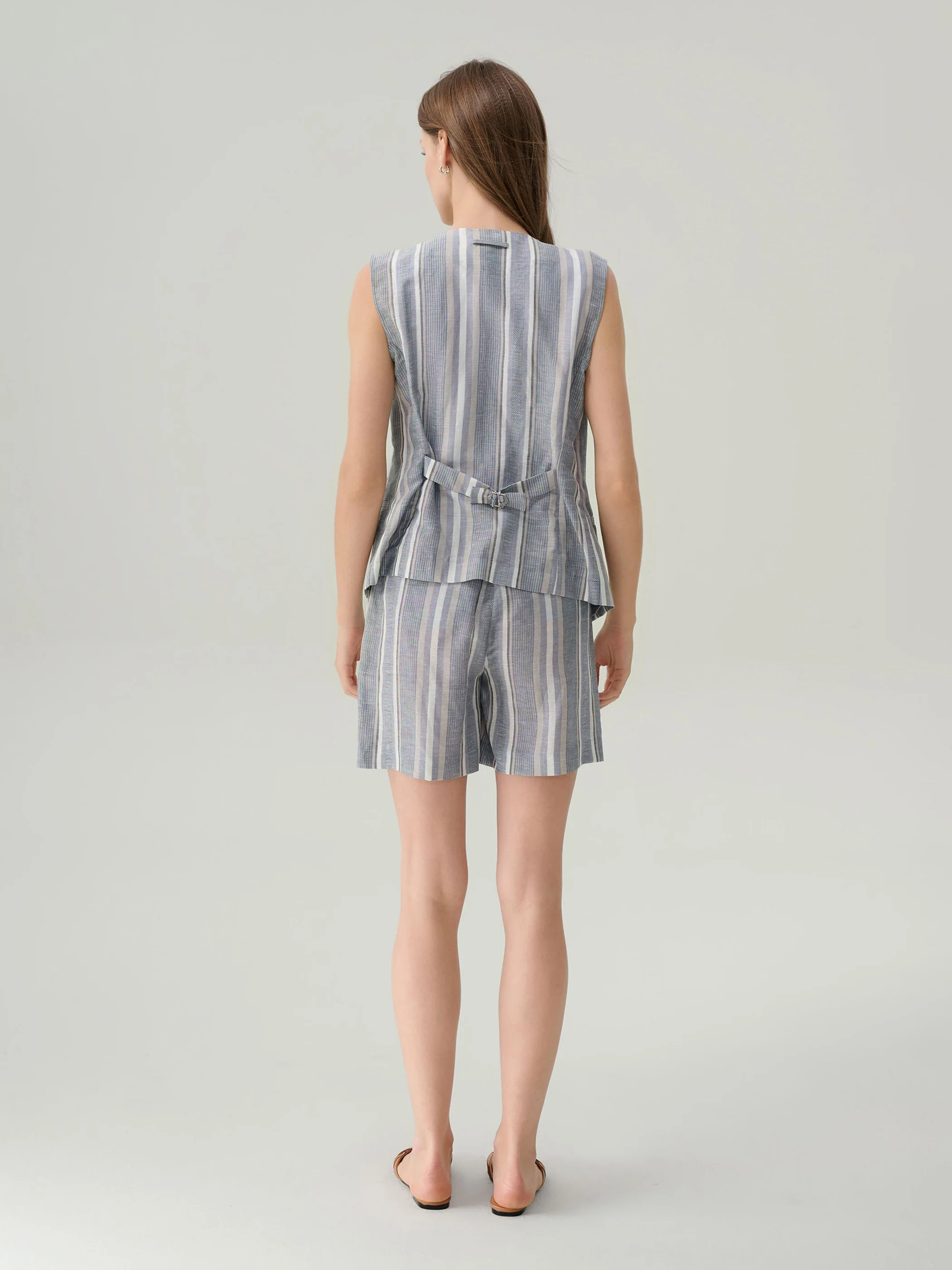 Joan Striped Linen Vest - Image 4