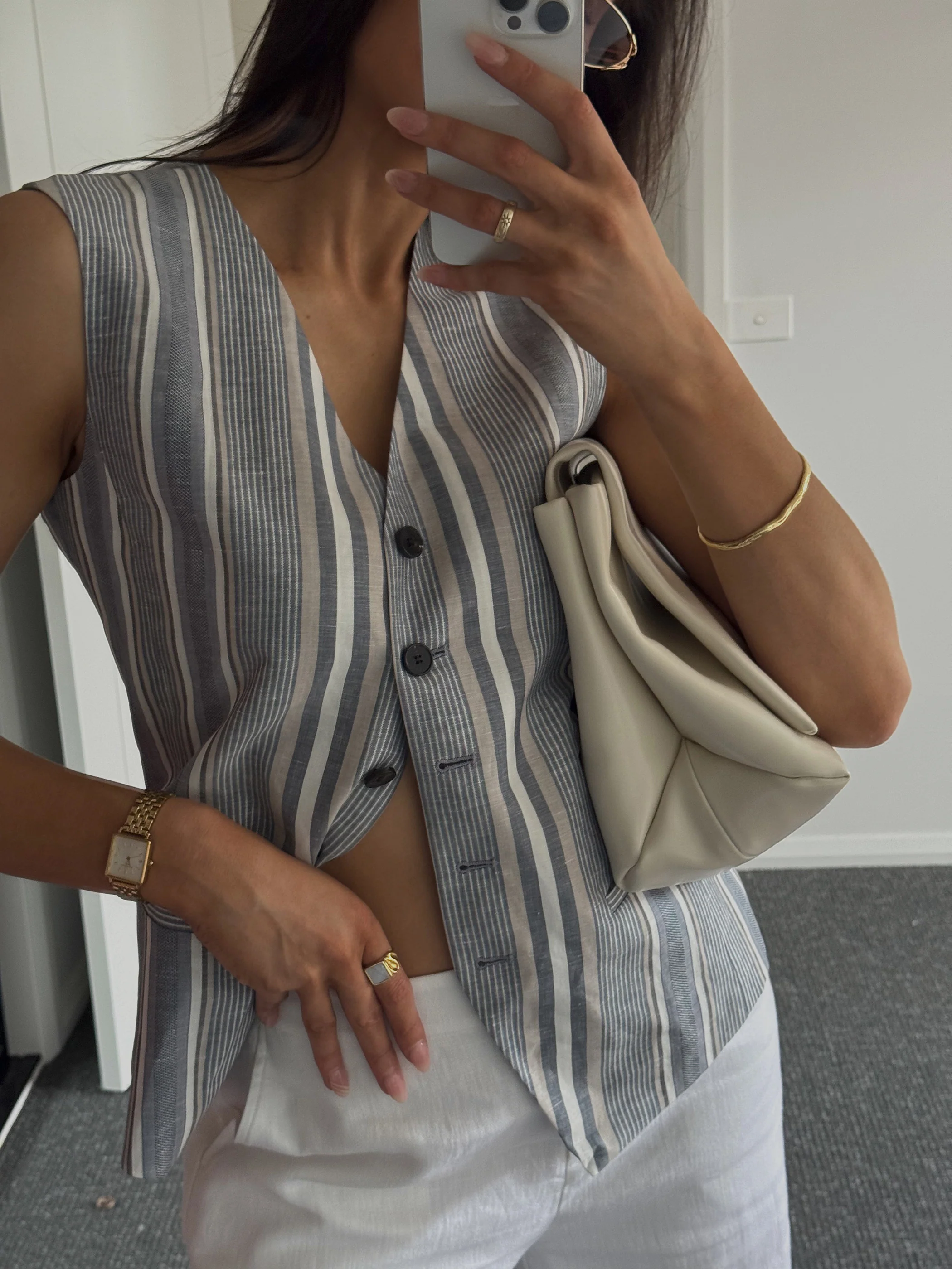 Joan Striped Linen Vest - Image 6