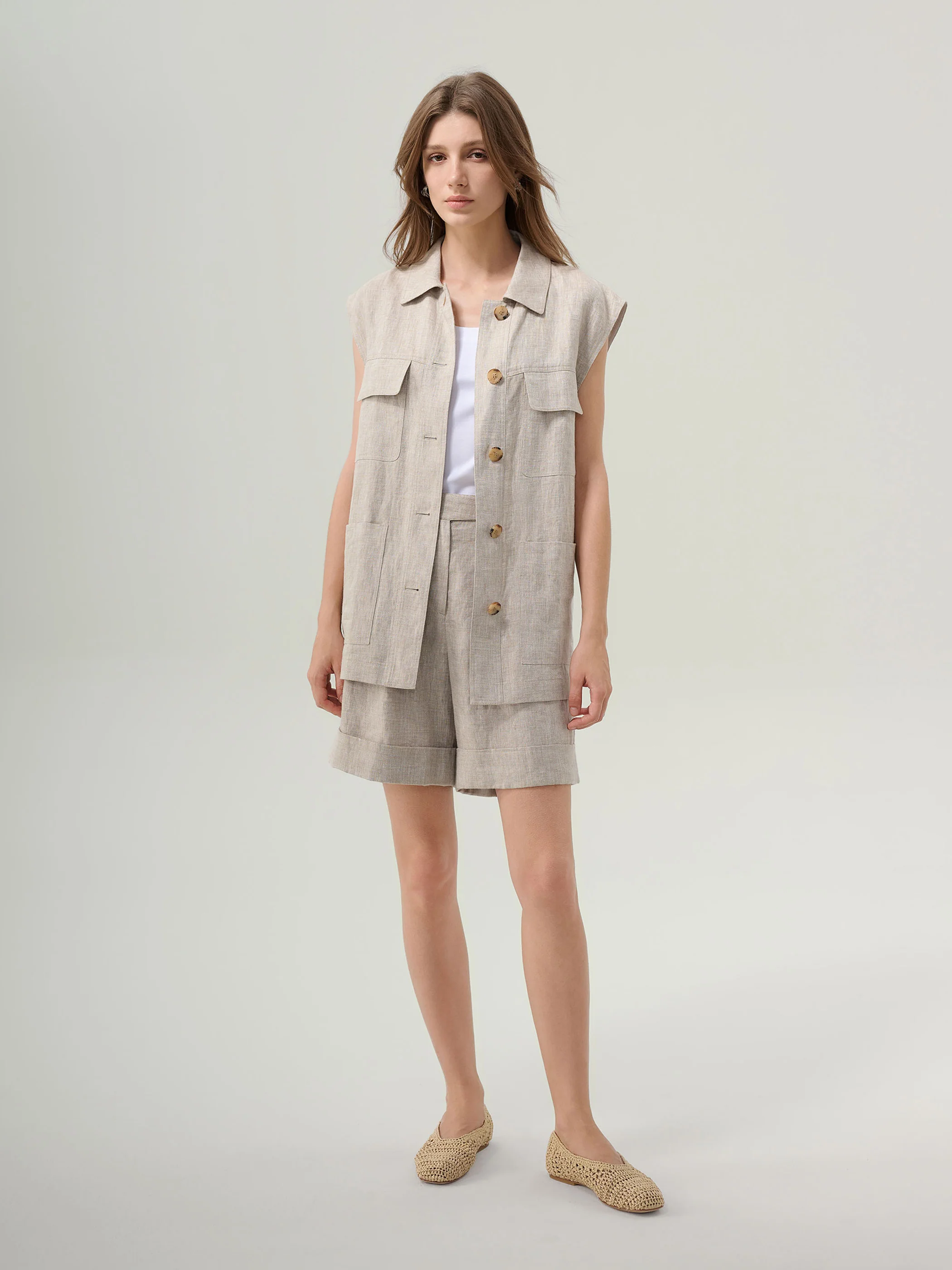 Josephine Oversized Linen Vest - Image 3