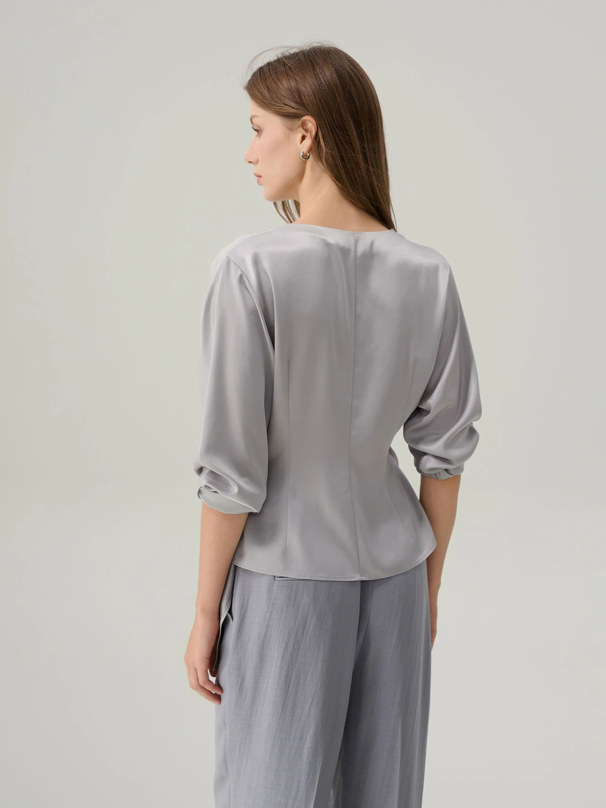 Juliette Satin Wrap 
Blouse - Image 3