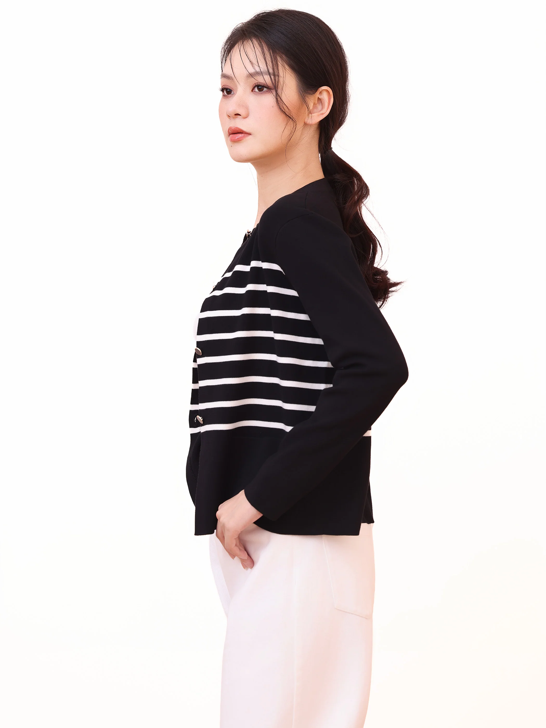 CREW NECK BUTTON FRONT CARDIGAN - Image 2