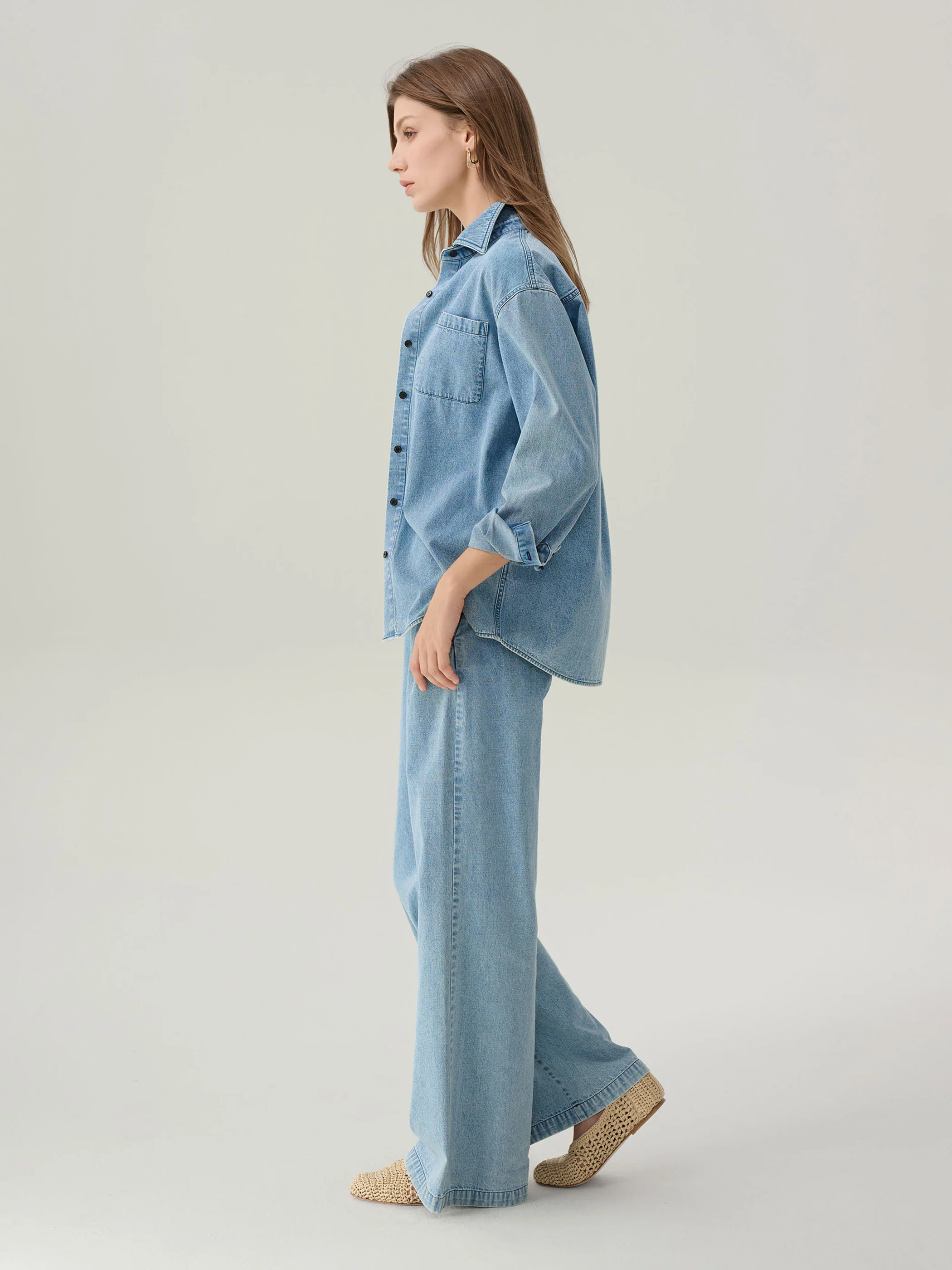 Lara Light Denim Button 
Down Top - Image 5