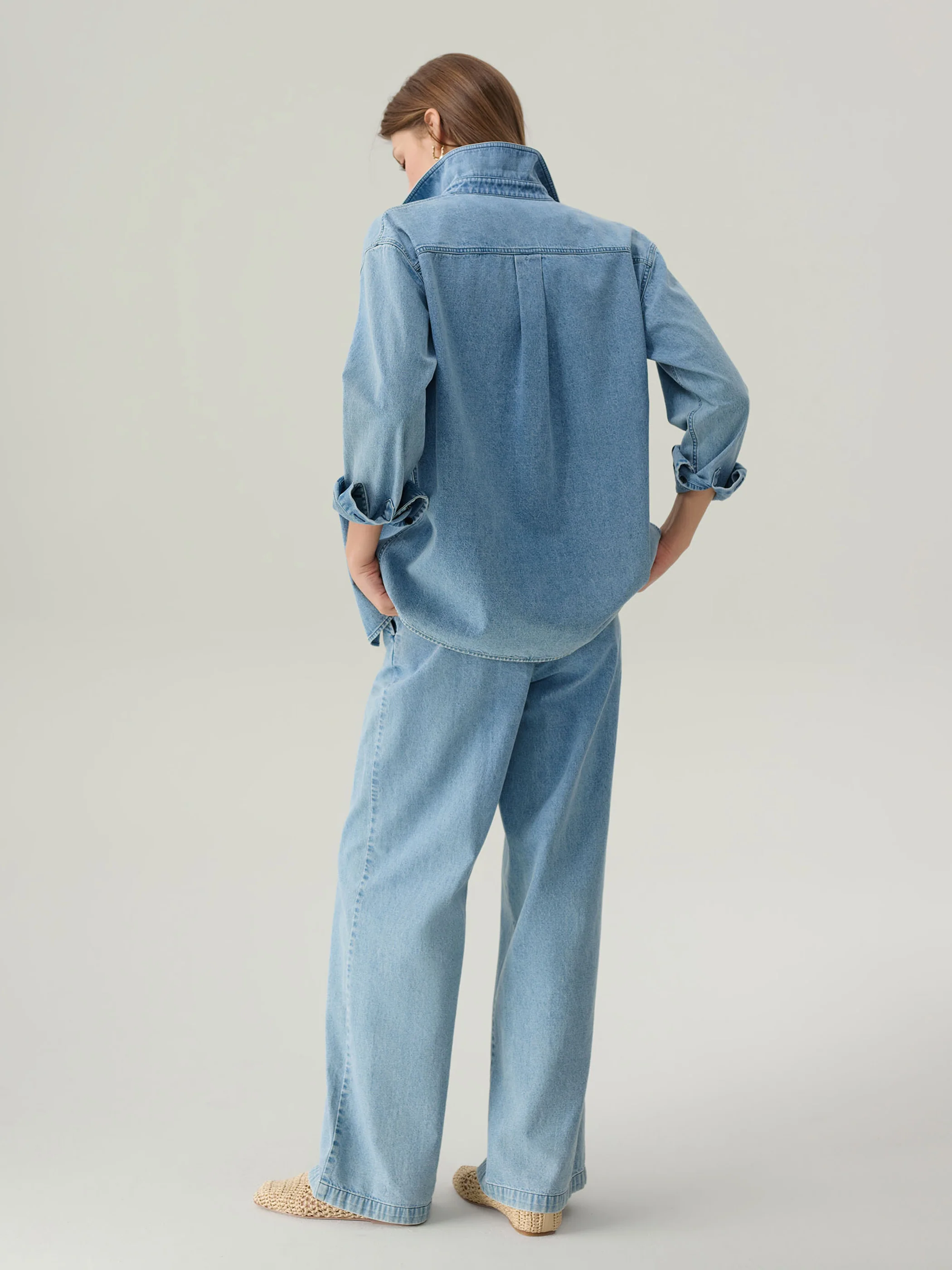 Lara Light Denim Button 
Down Top - Image 6