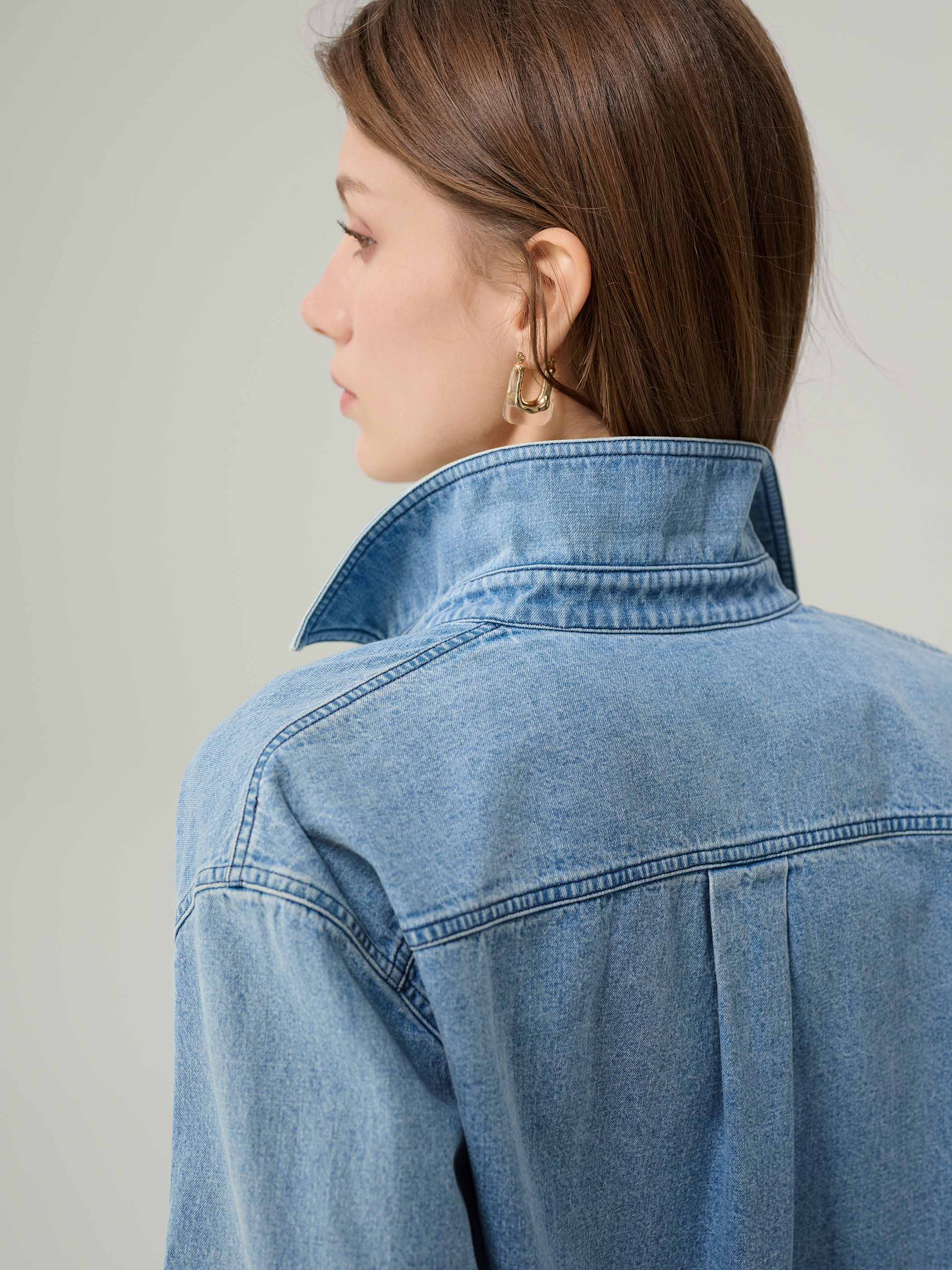 Lara Light Denim Button 
Down Top - Image 7