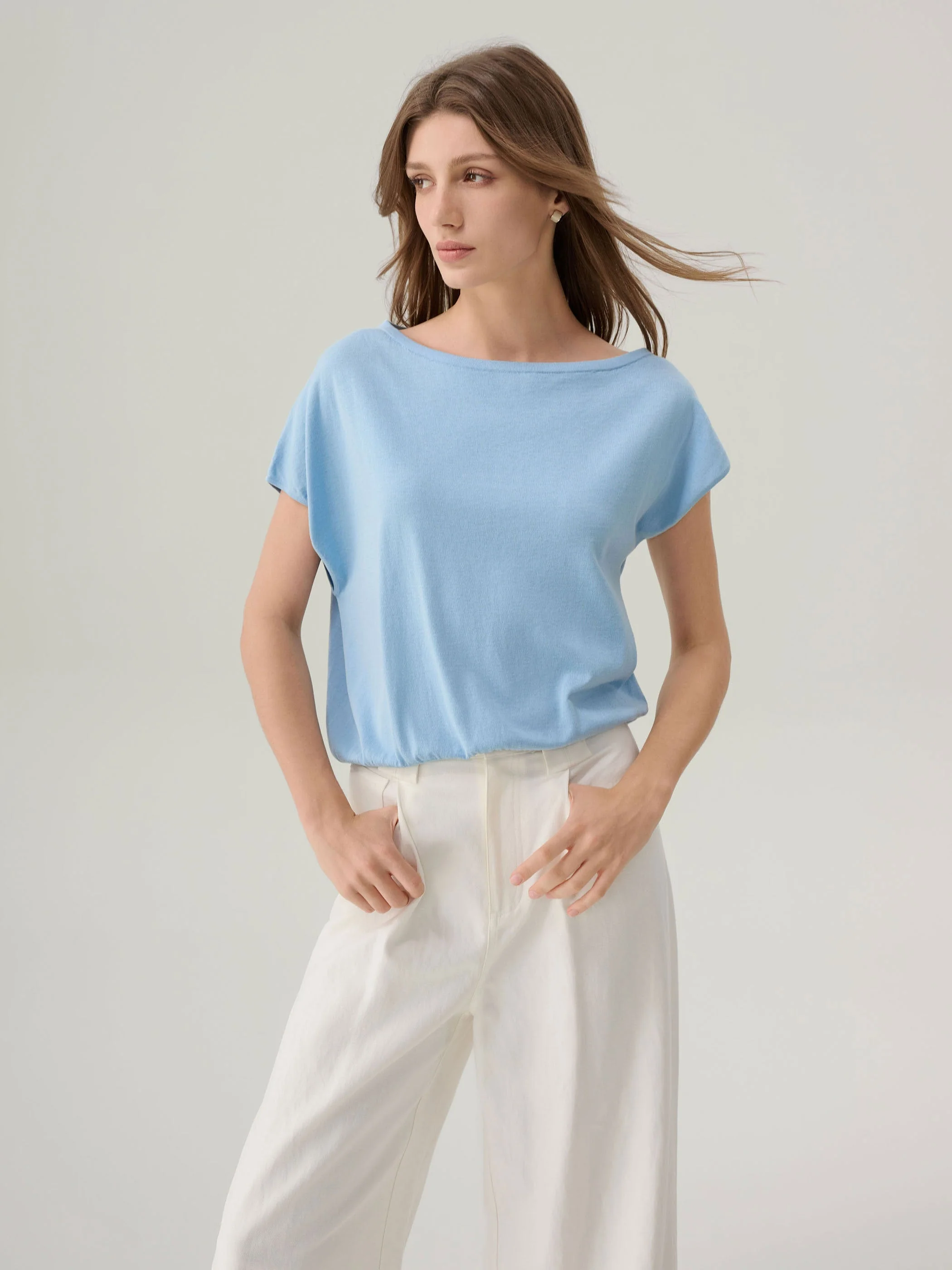 Lilia Cool Blue Silk Top - Image 4