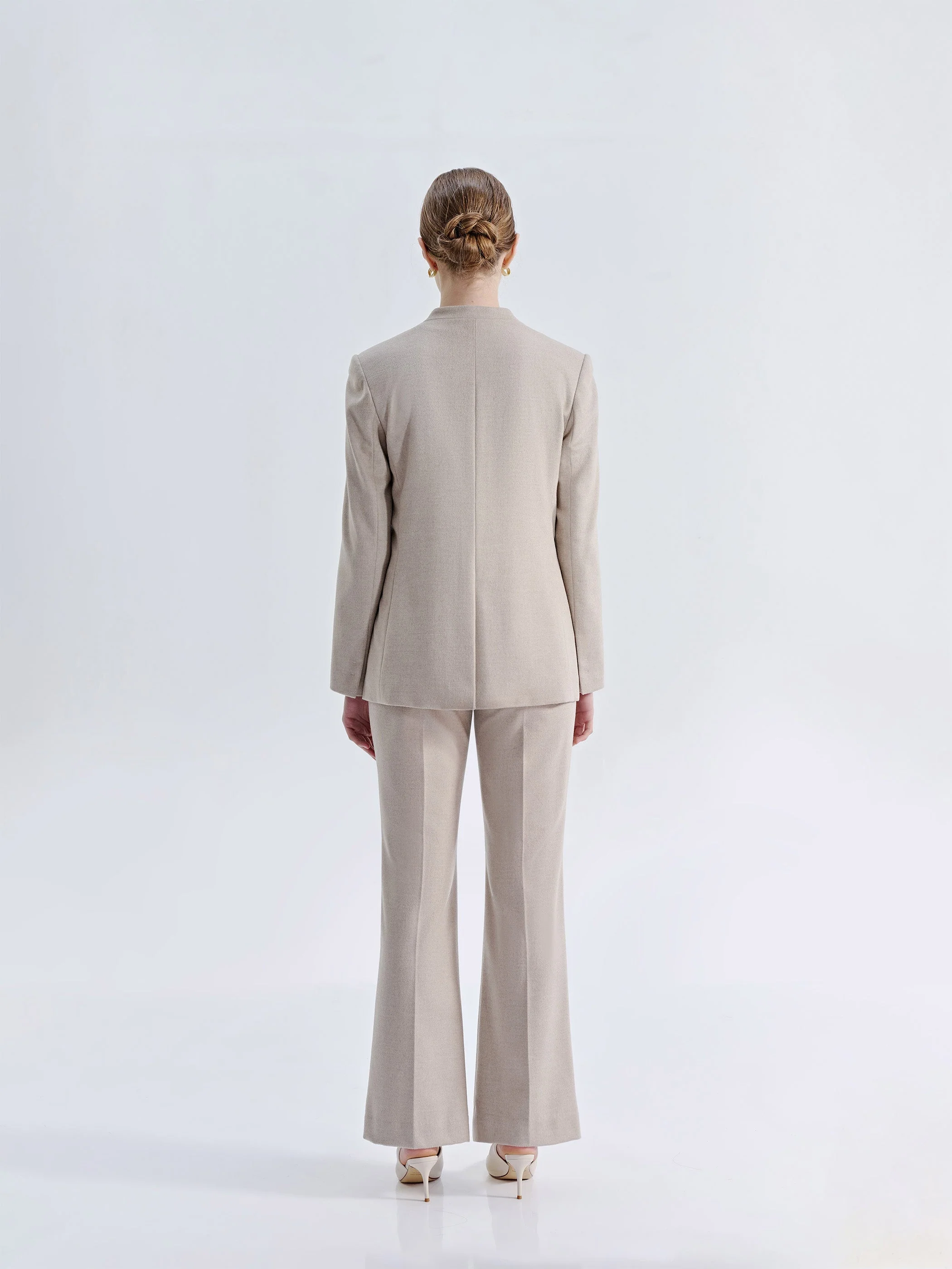 LIORA FRENCH SILK WOOL COLLARLESS HAUTE COUTURE SUIT JACKET - Image 5
