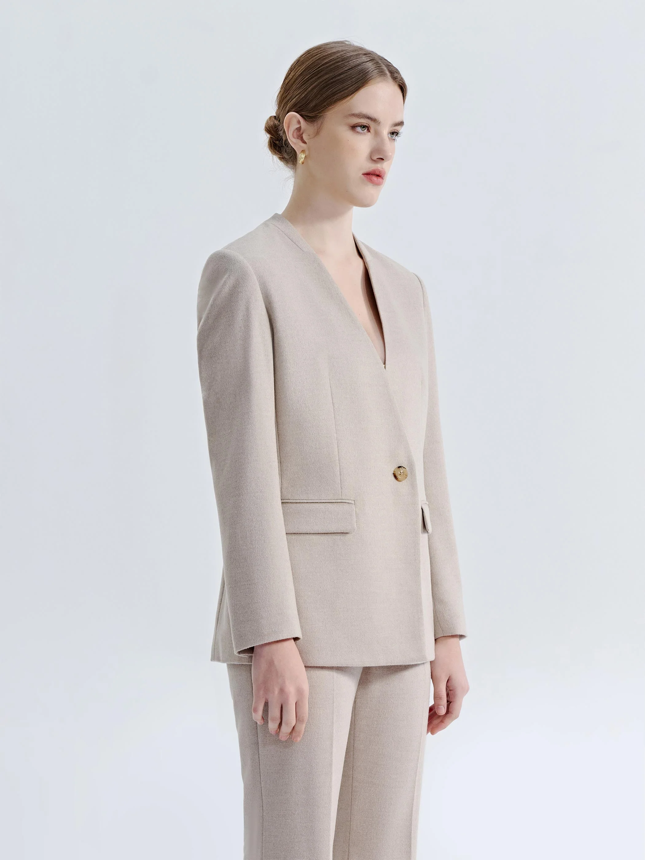 LIORA FRENCH SILK WOOL COLLARLESS HAUTE COUTURE SUIT JACKET - Image 6
