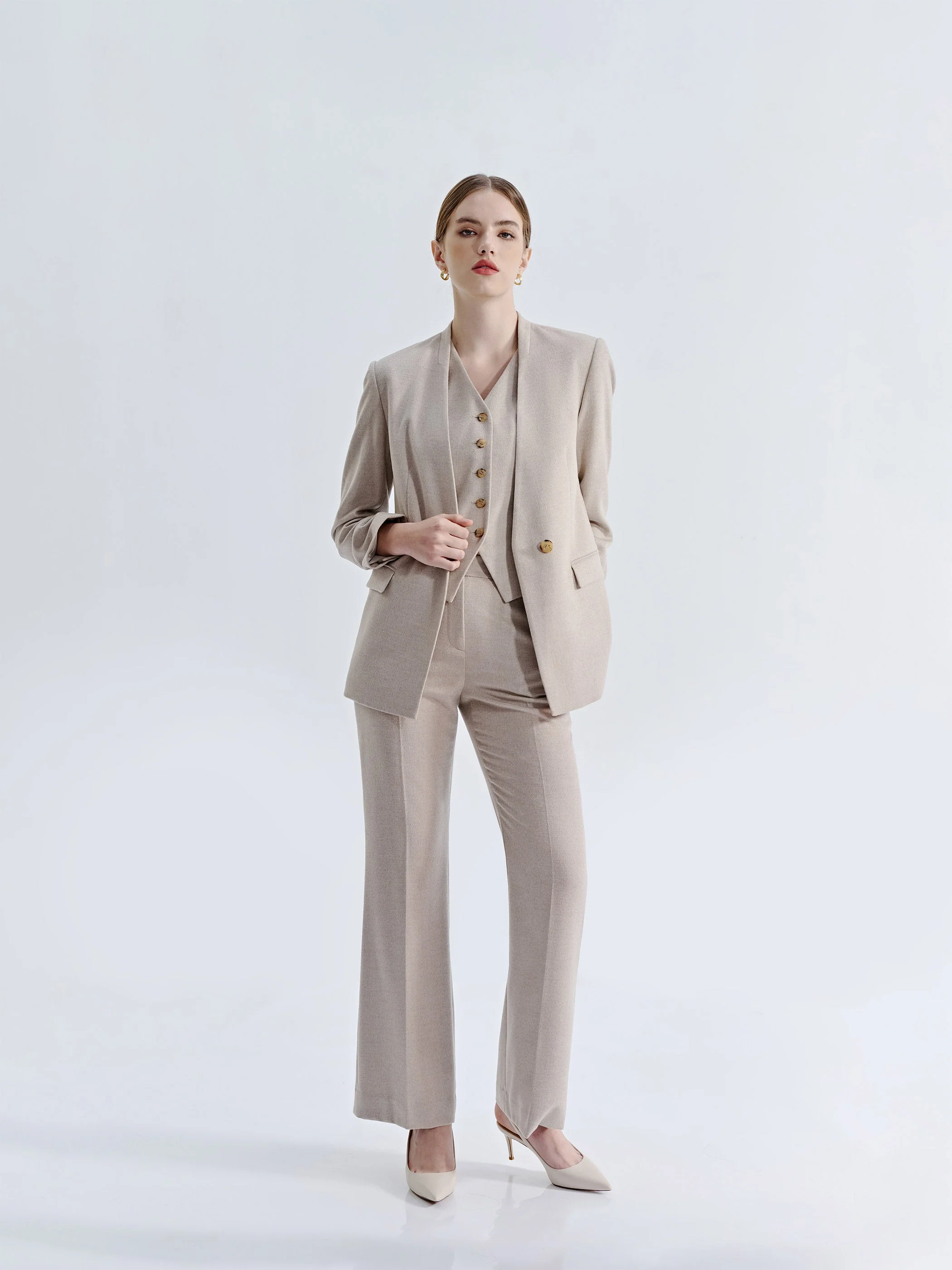 LIORA FRENCH SILK WOOL COLLARLESS HAUTE COUTURE SUIT JACKET - Image 7