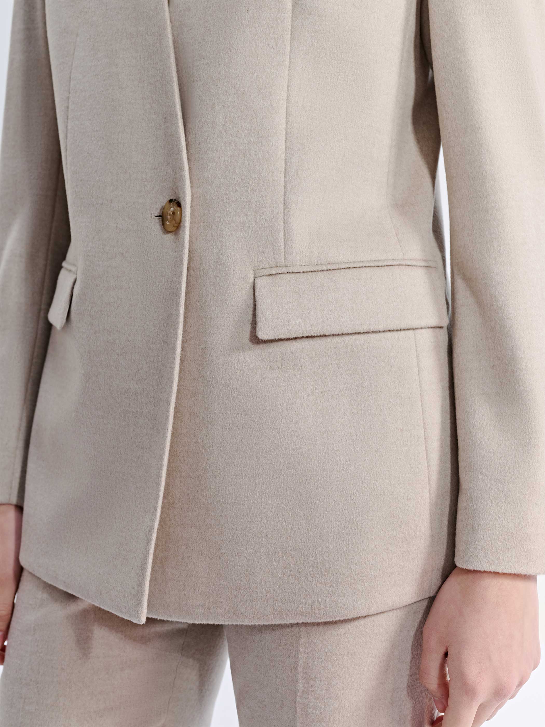 LIORA FRENCH SILK WOOL COLLARLESS HAUTE COUTURE SUIT JACKET - Image 8