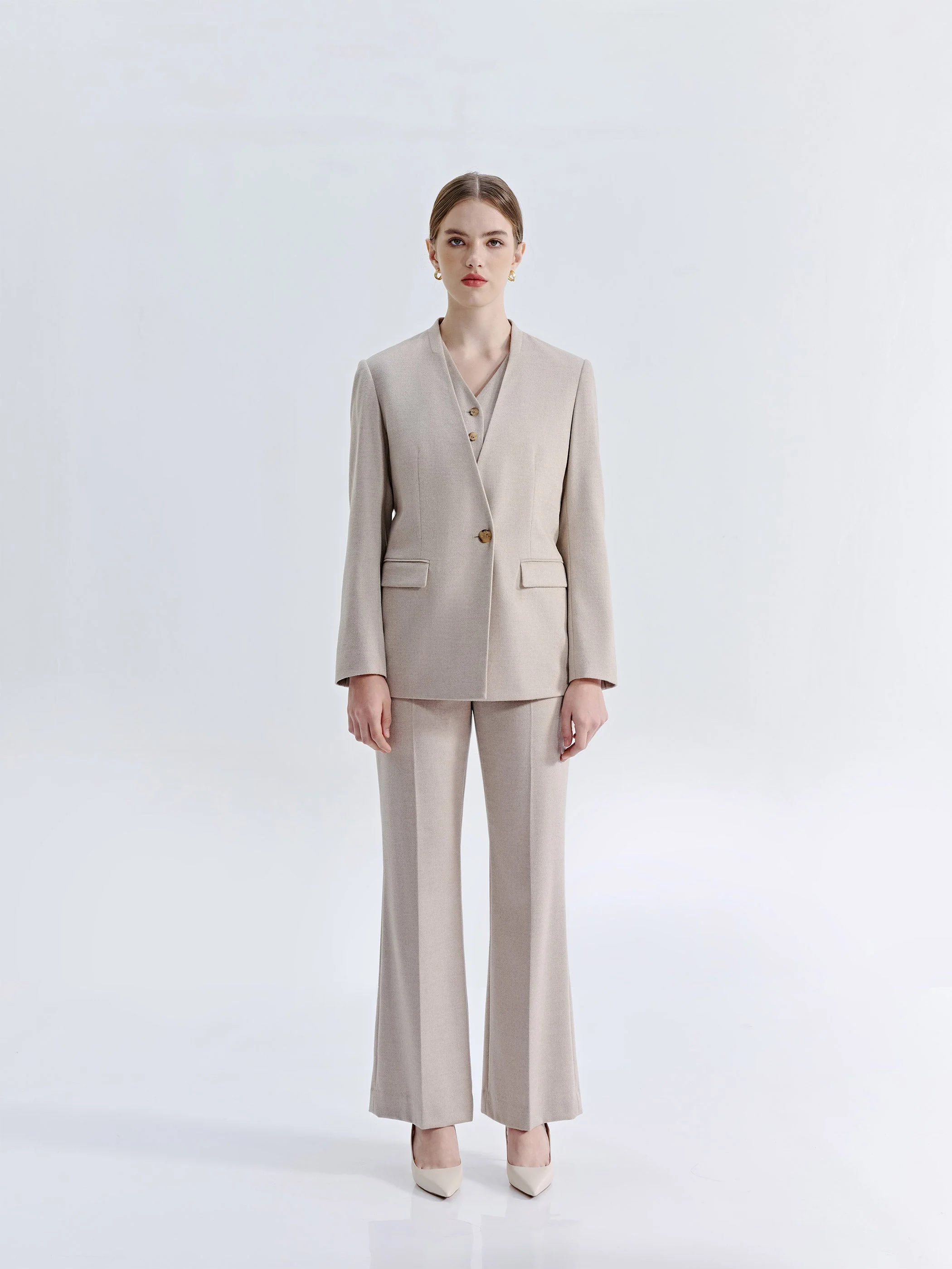 LIORA SILK WOOL STRAIGHT LEG SUIT PANTS - Image 3