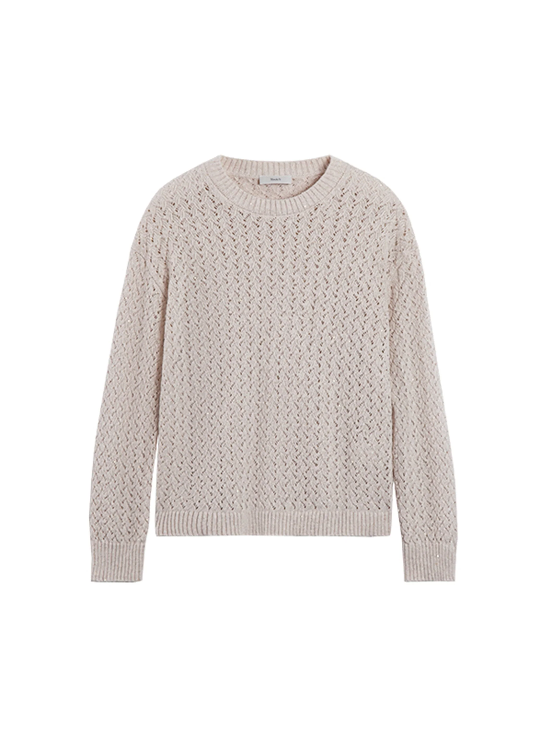 LONG SLEEVE CREW NECK OPEN KNIT SWEATER