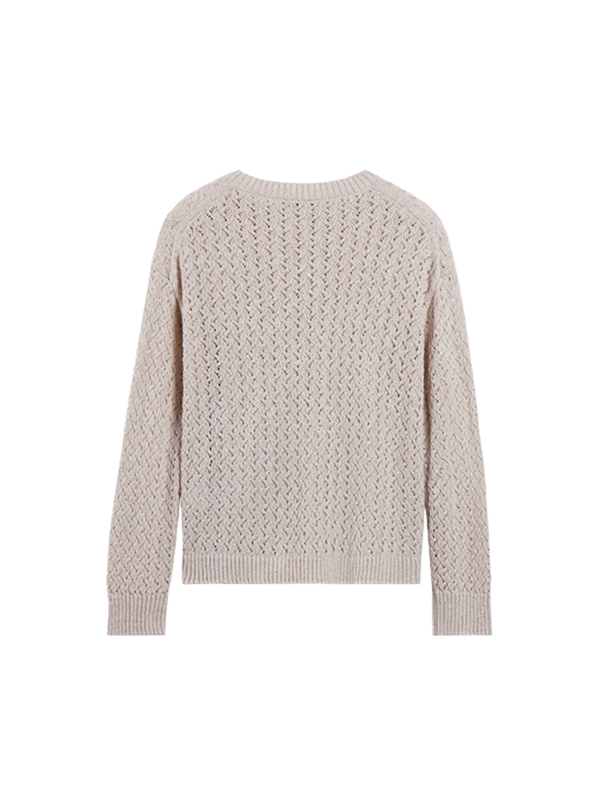 LONG SLEEVE CREW NECK OPEN KNIT SWEATER - Image 2