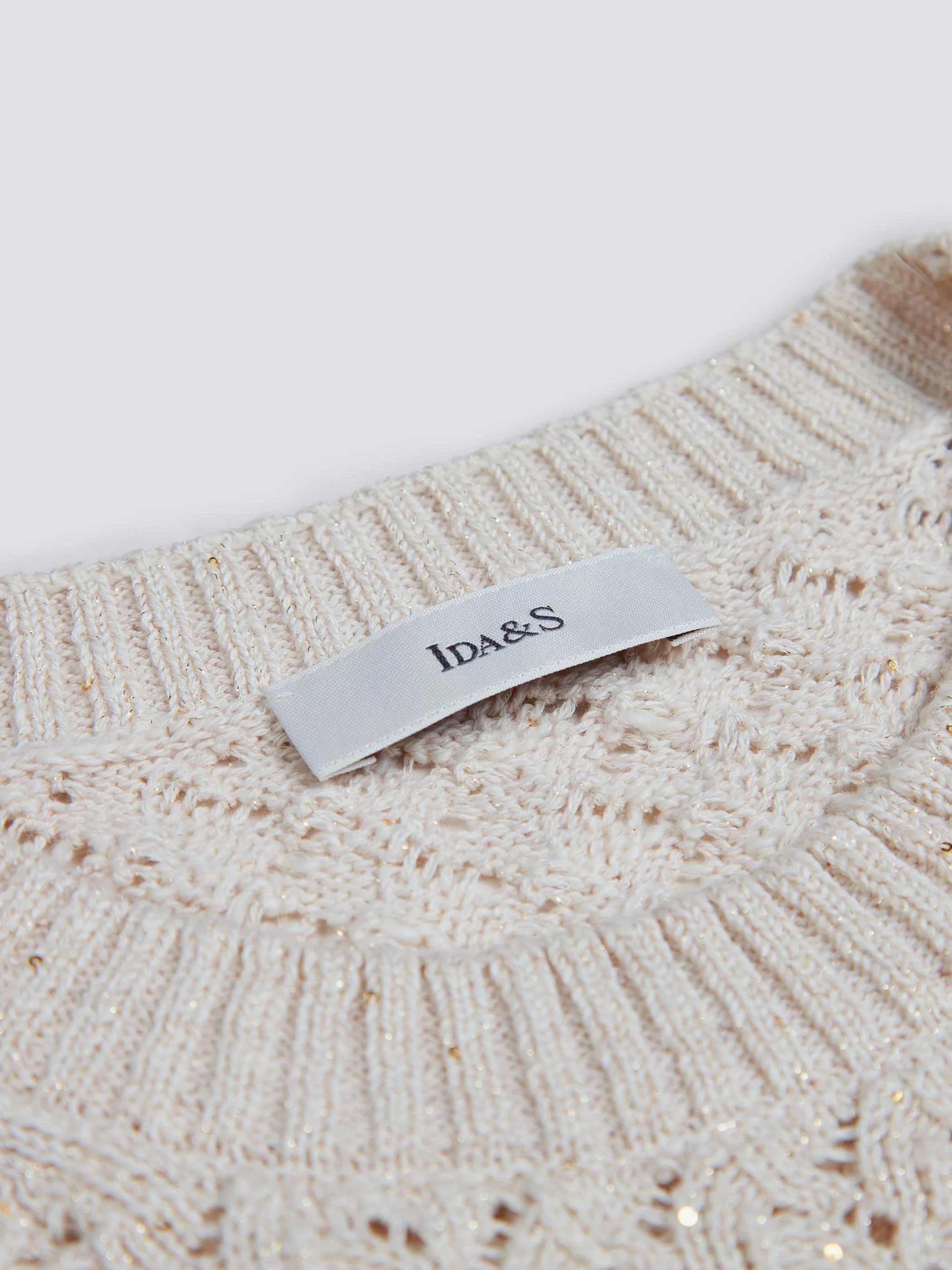 LONG SLEEVE CREW NECK OPEN KNIT SWEATER - Image 3