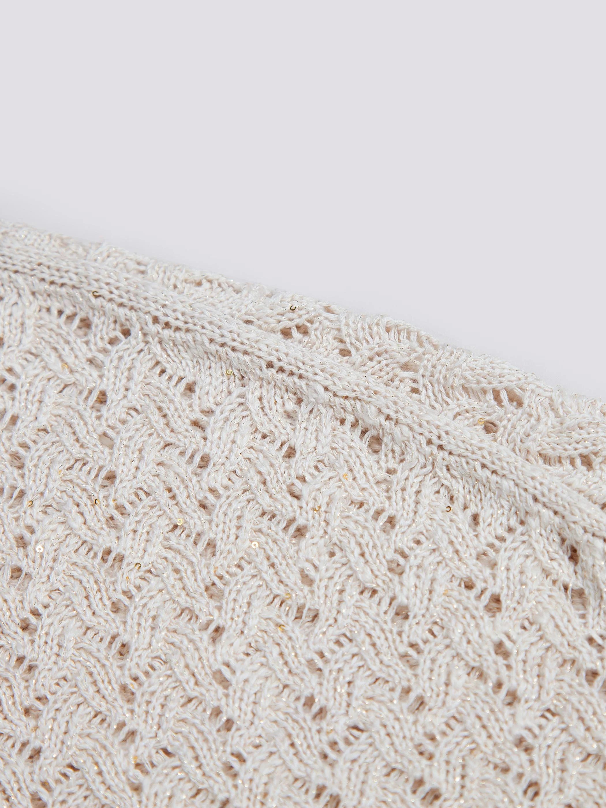 LONG SLEEVE CREW NECK OPEN KNIT SWEATER - Image 5