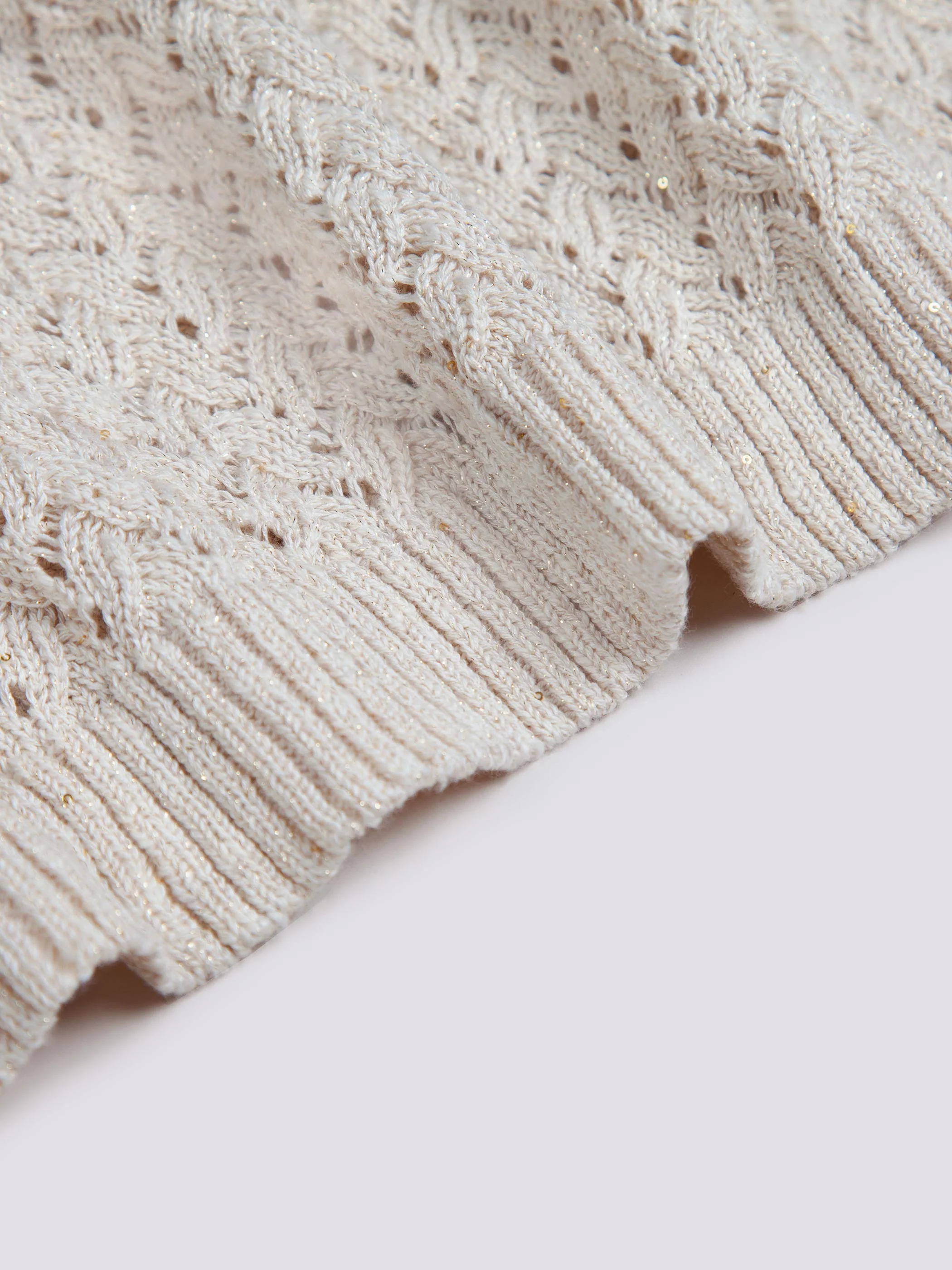 LONG SLEEVE CREW NECK OPEN KNIT SWEATER - Image 6