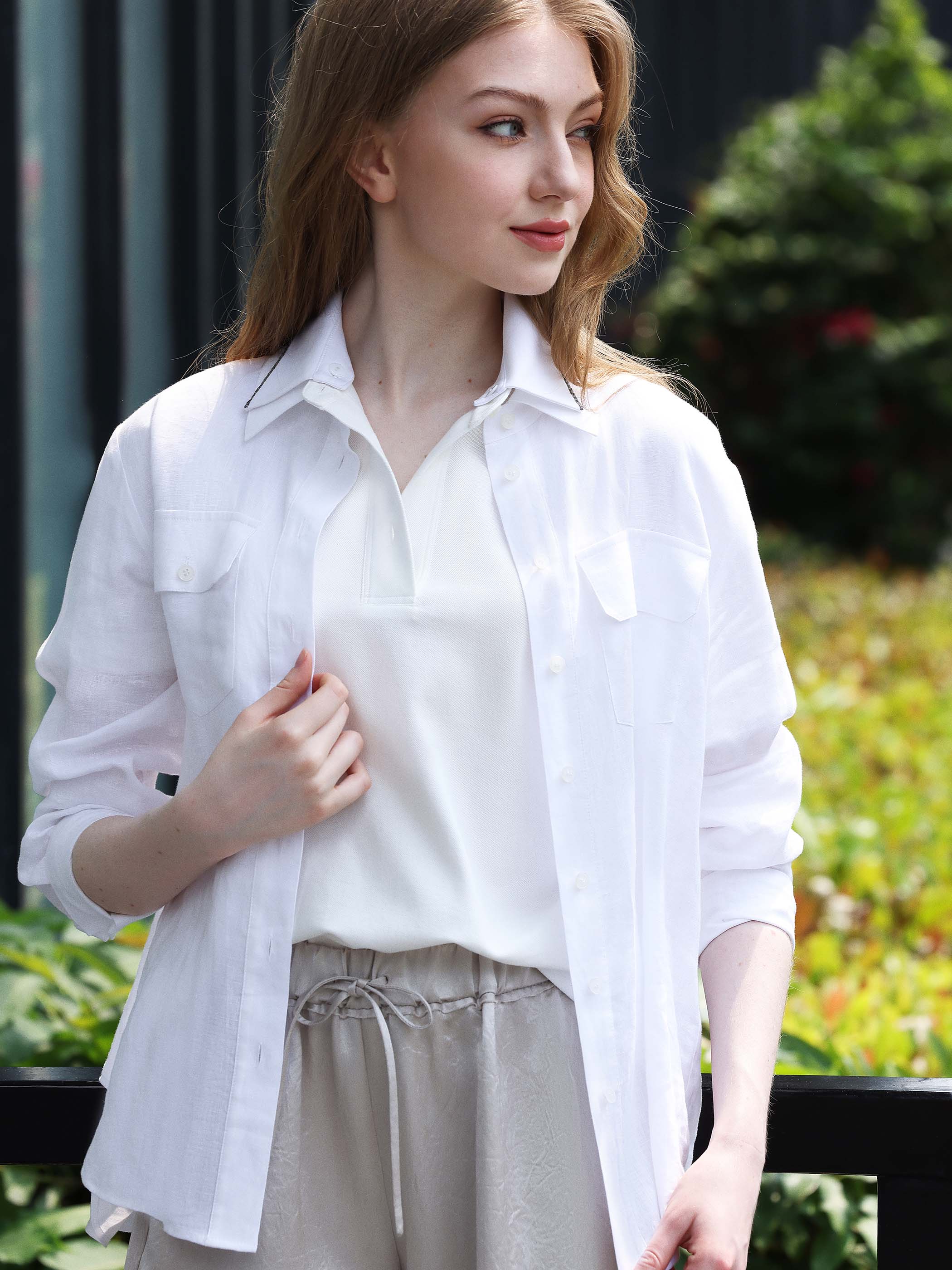 LONG SLEEVEN LINEN SHIRT W/ RELAXED SHOULDER - Image 3