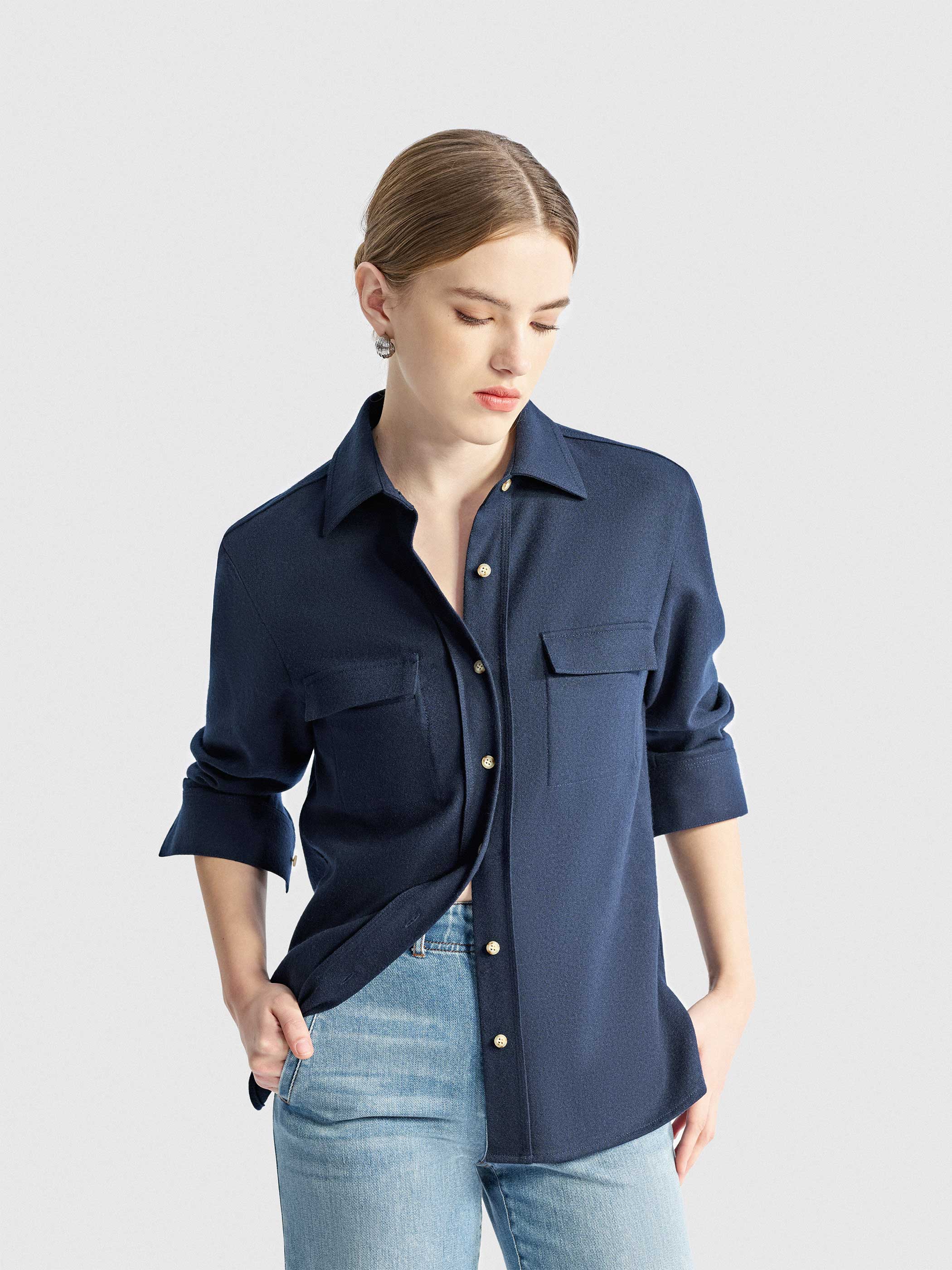 LUCY WOOL BUTTON UP TOP - Image 4