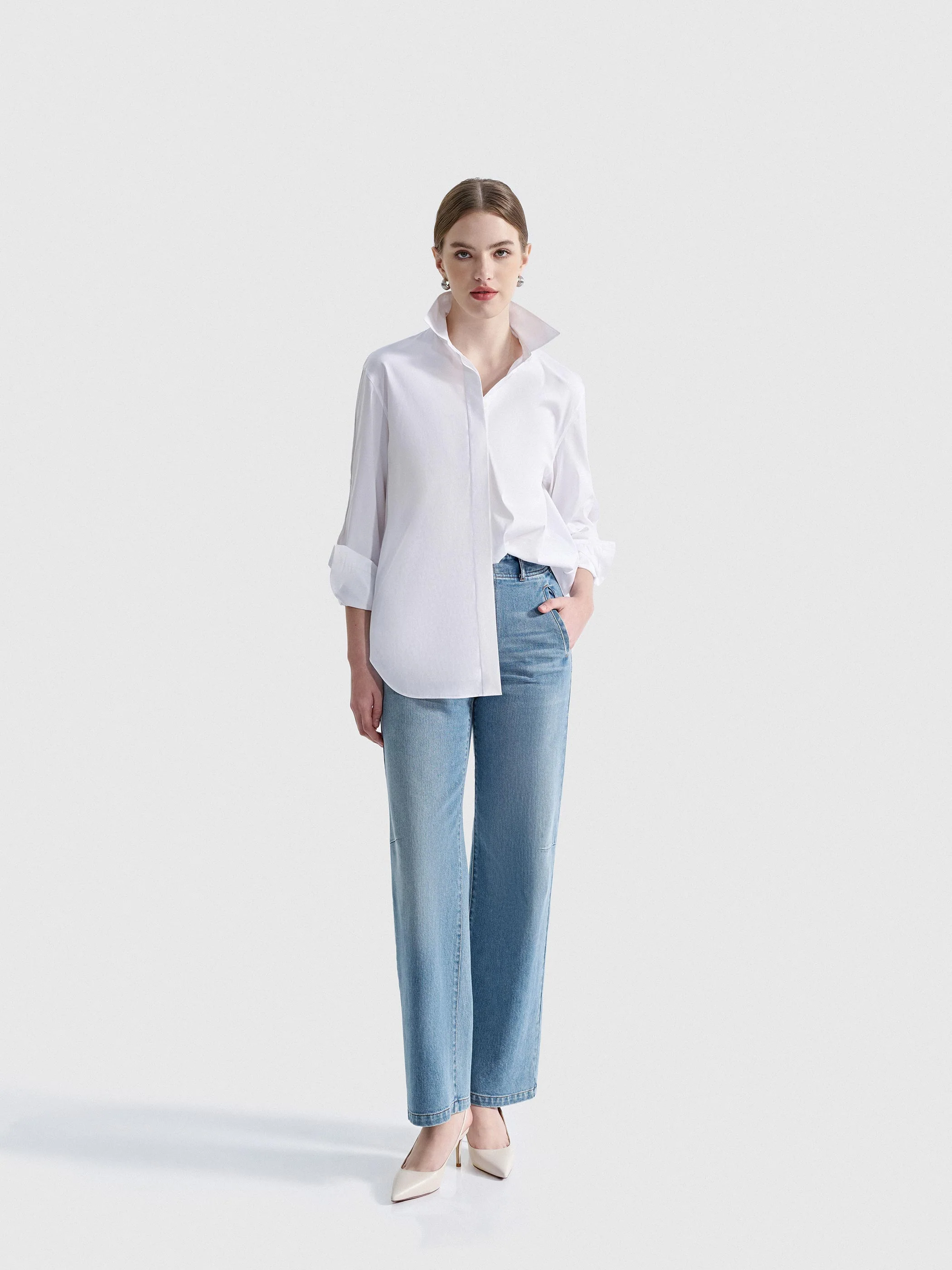 OVERSIZED BUTTON SLEEVE DETAIL BLOUSE - Image 3