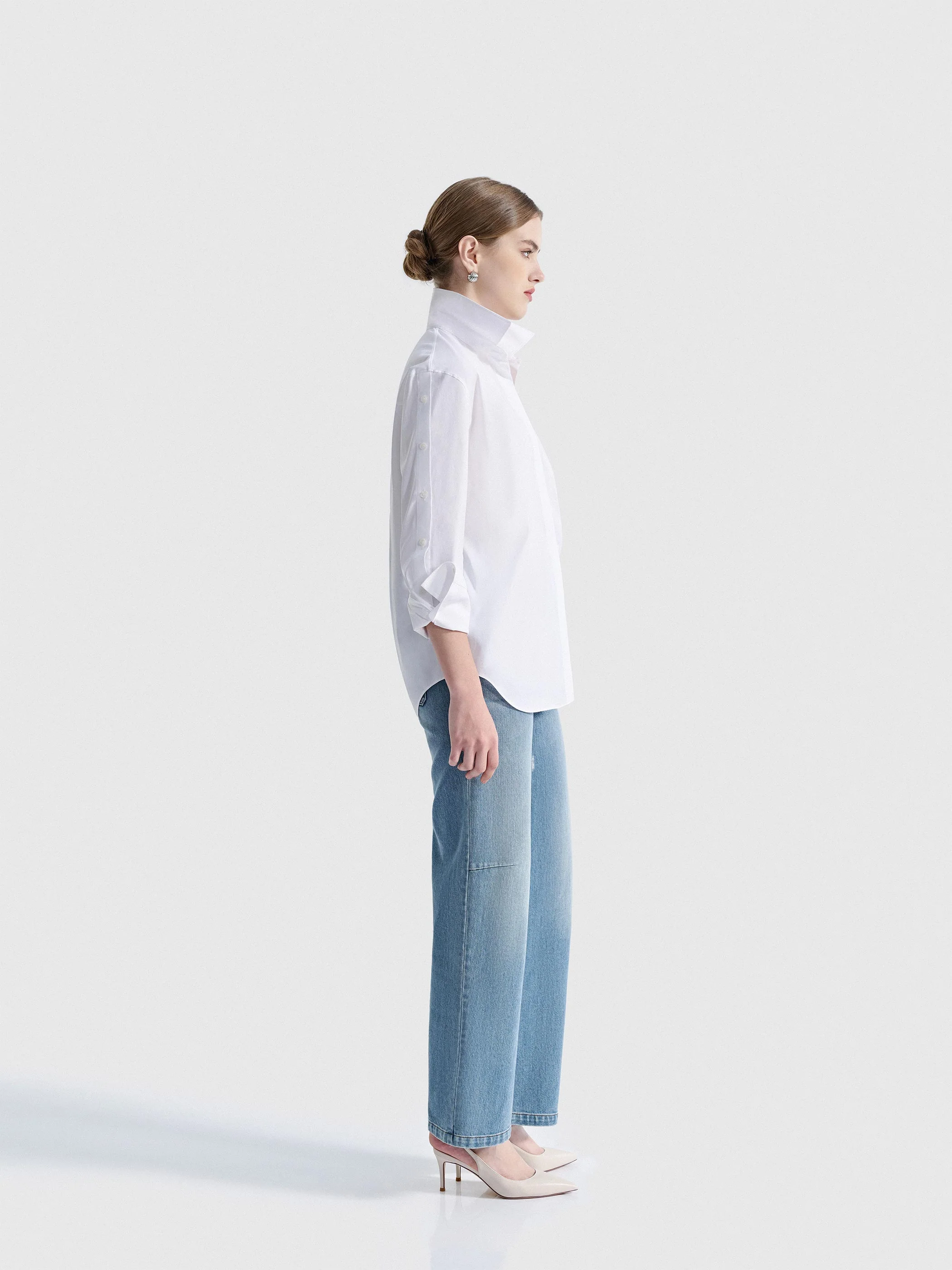 OVERSIZED BUTTON SLEEVE DETAIL BLOUSE - Image 5