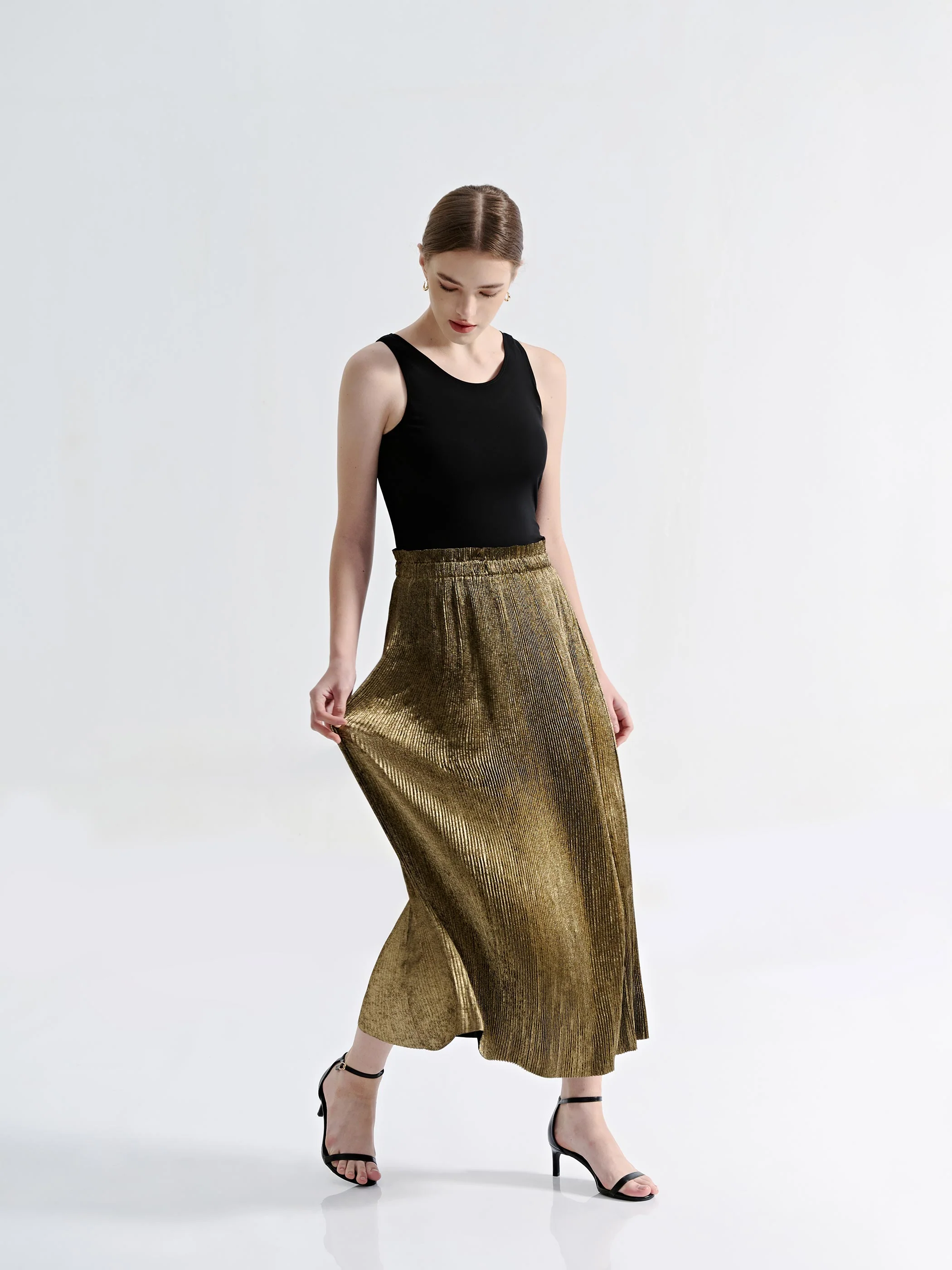 METALLIC PLEATED SKIRT - Image 6