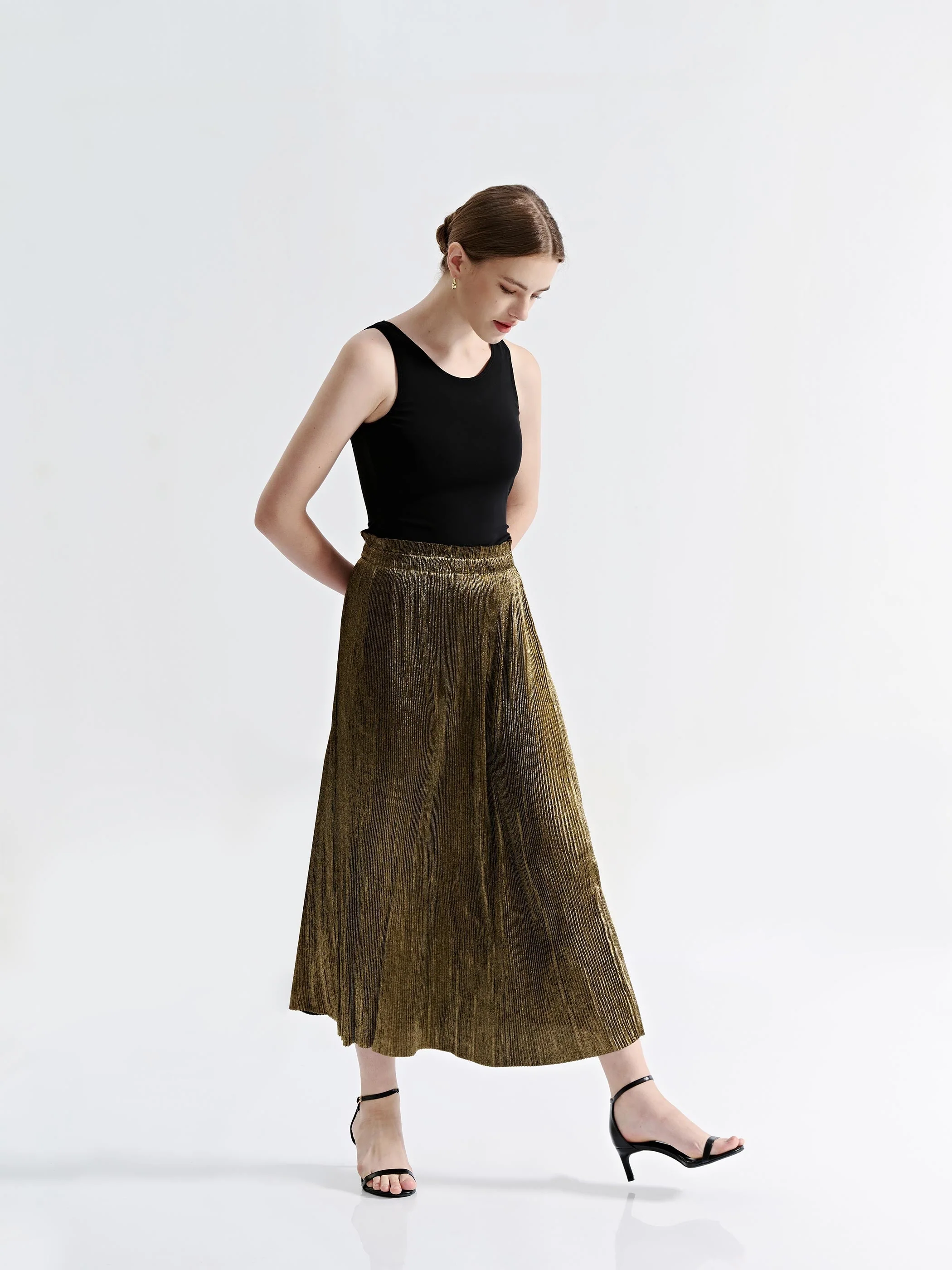 HARLOW METALLIC PLEATED SKIRT - Image 5