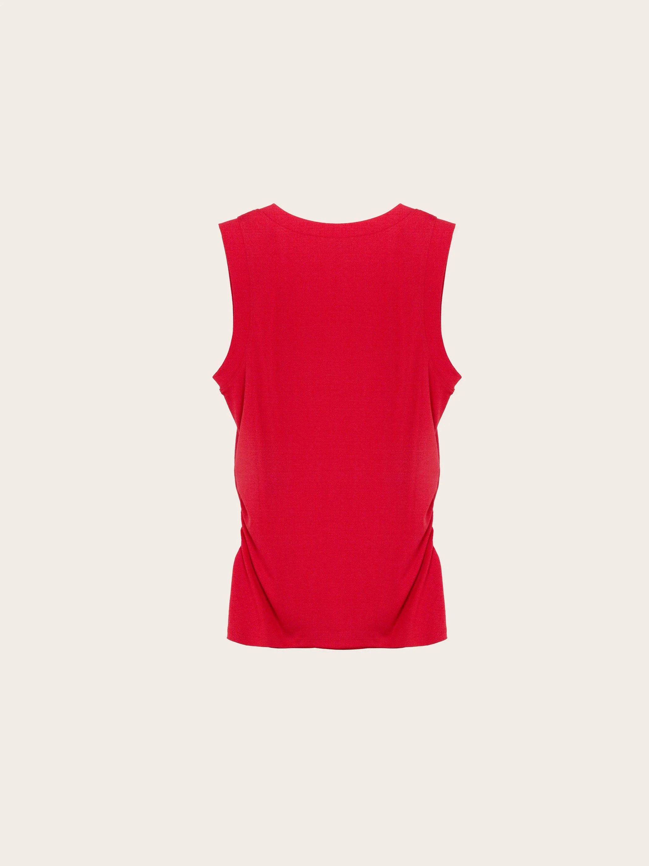 Mia Crimson Ruched Side V-Neck Sleeveless Tank - Image 5