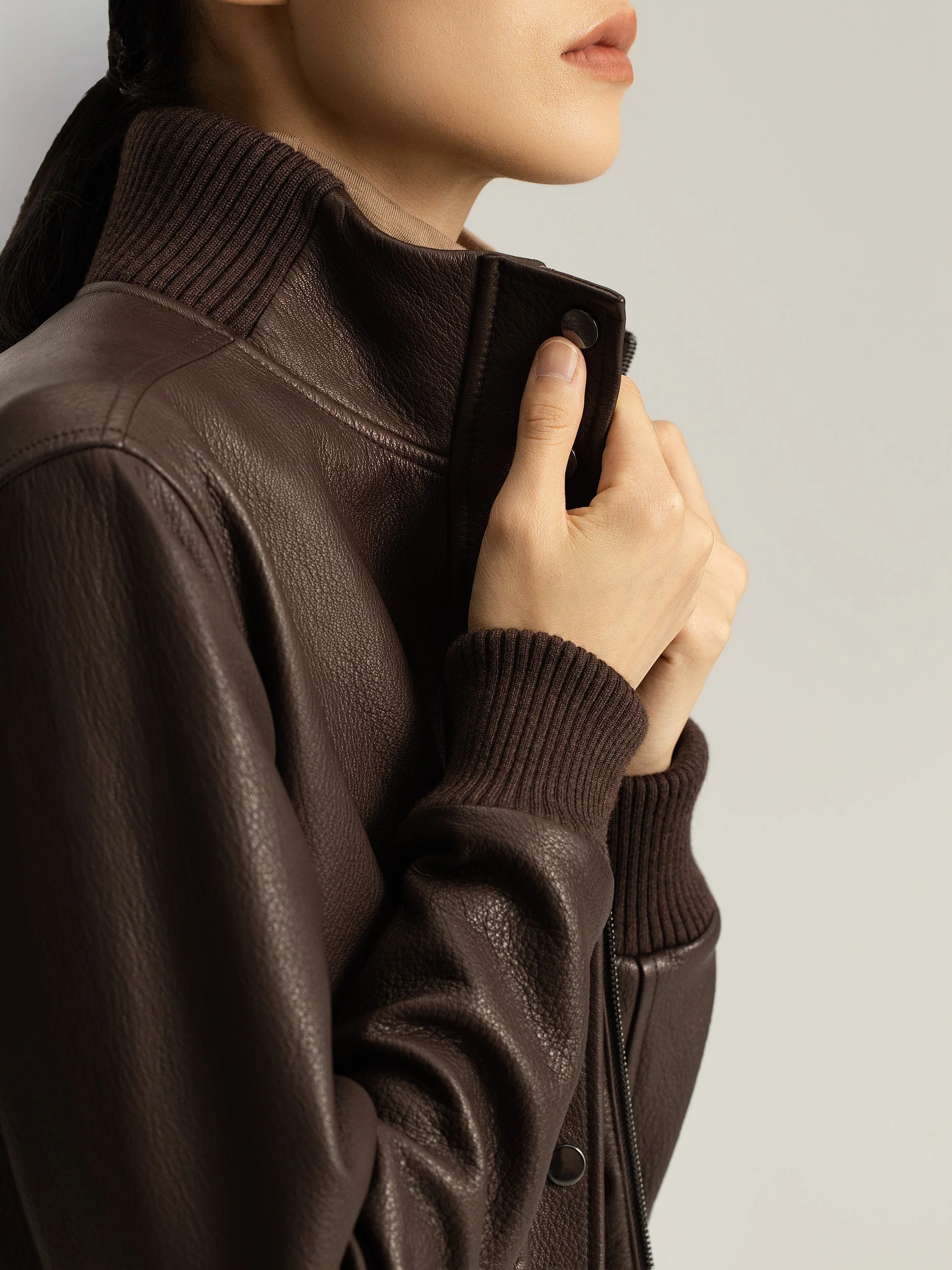 Nathi Goatskin Leather Bomber - Image 12