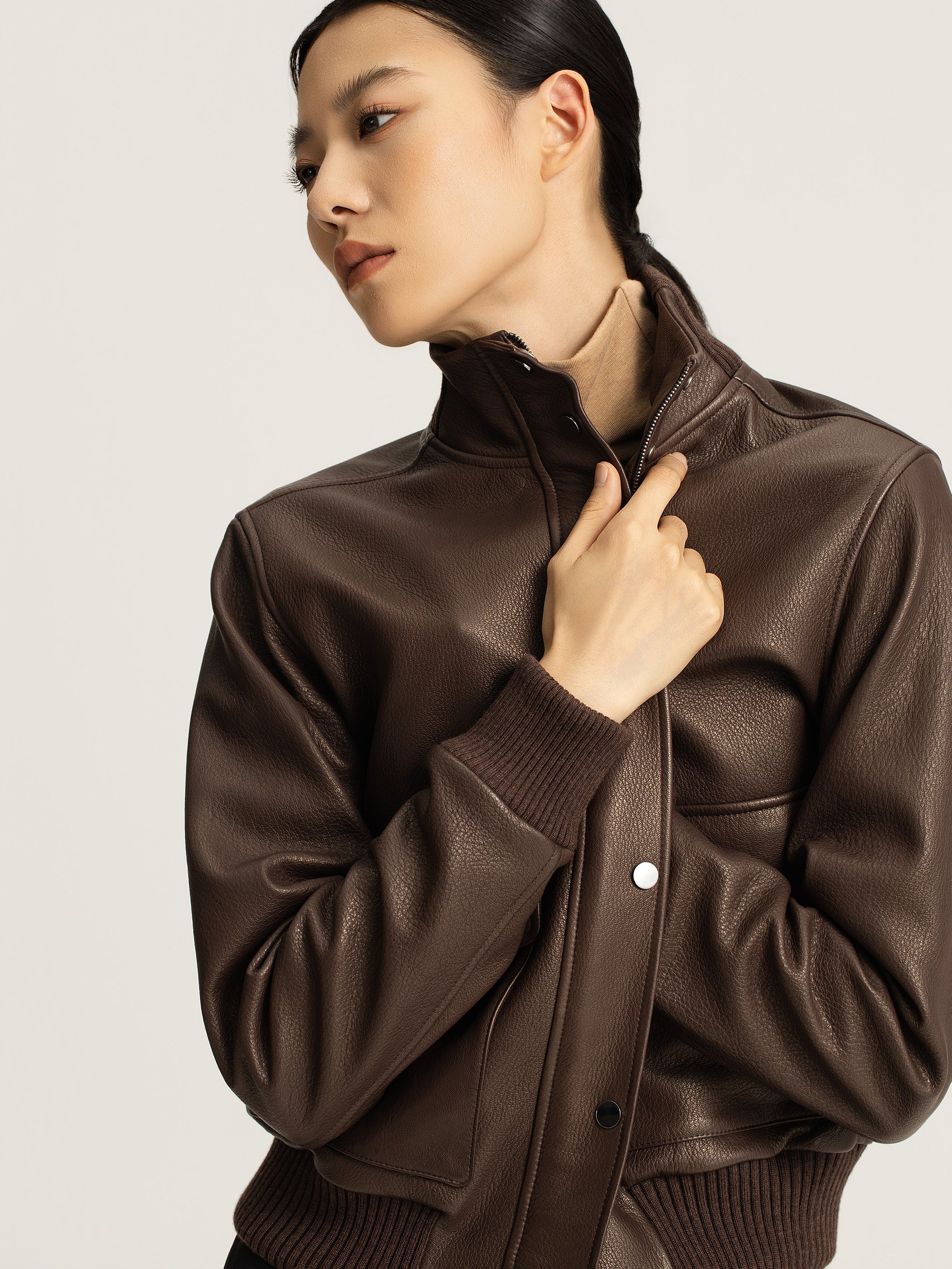 Nathi Goatskin Leather Bomber - Image 7