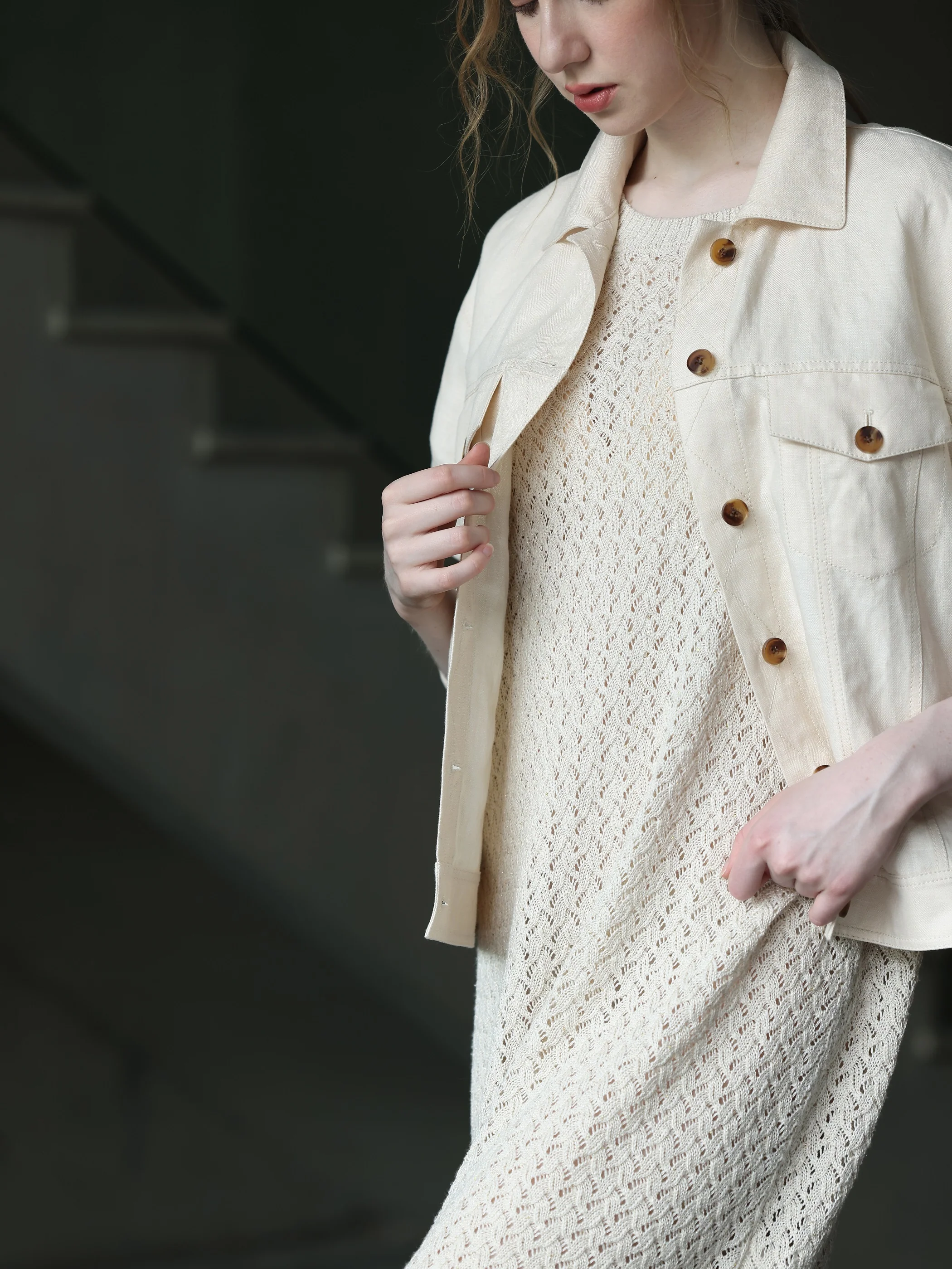 OPEN KNIT CREW NECK DRESS - Image 2