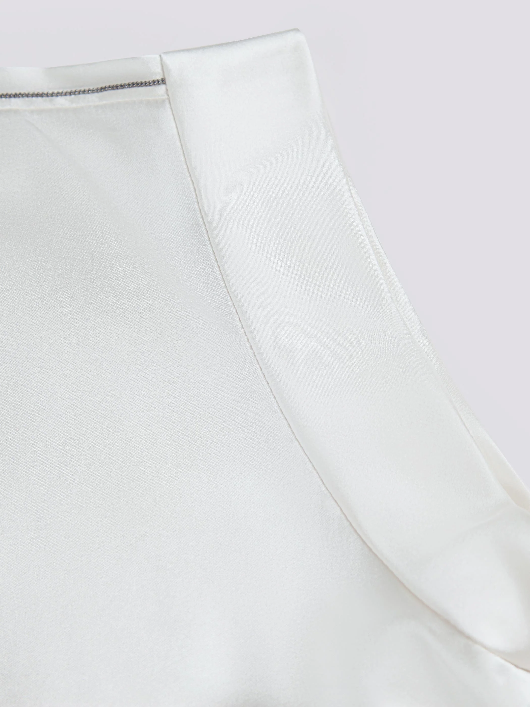 OPEN NECK CAP SLEEVE SILK BLOUSE W/ CHAIN DETAIL - Image 10